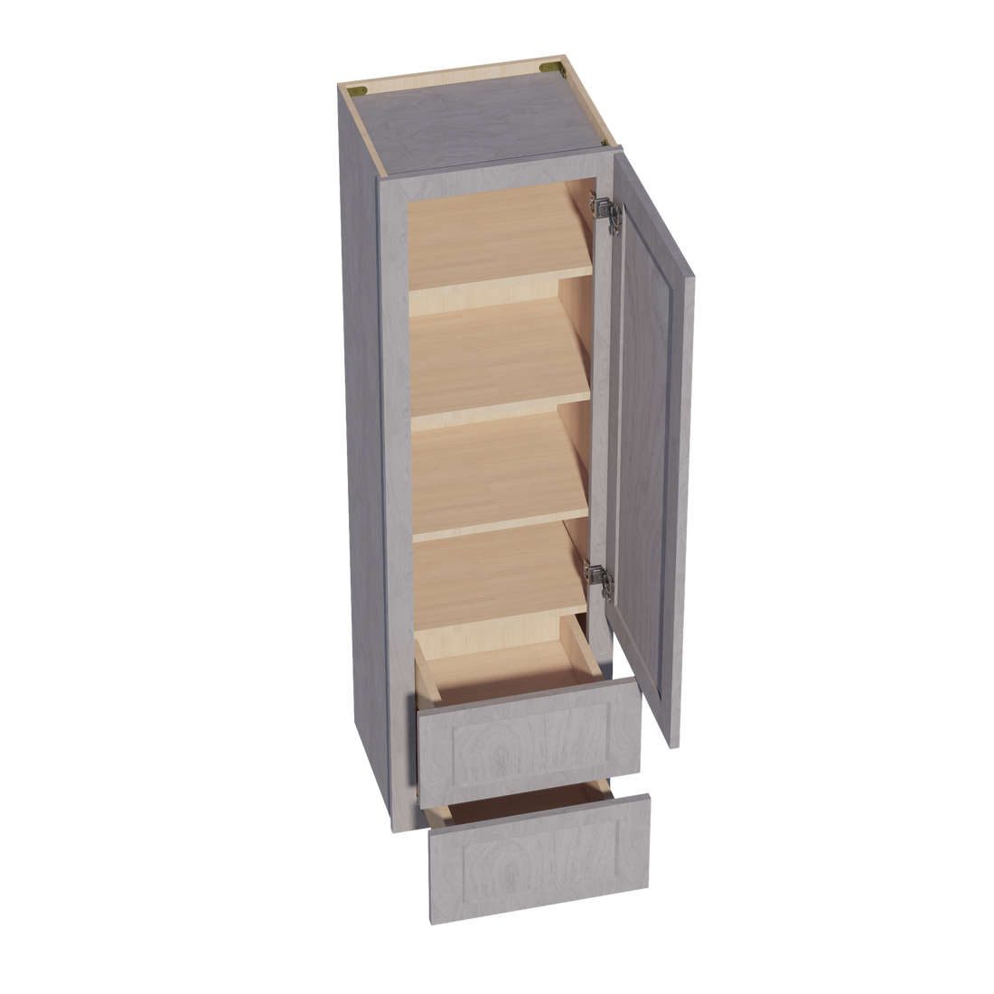 HLG-WD1860: Light Gray Shaker 18"W x 60"H 1 Door & 2 Drawers Special Wall Cabinet