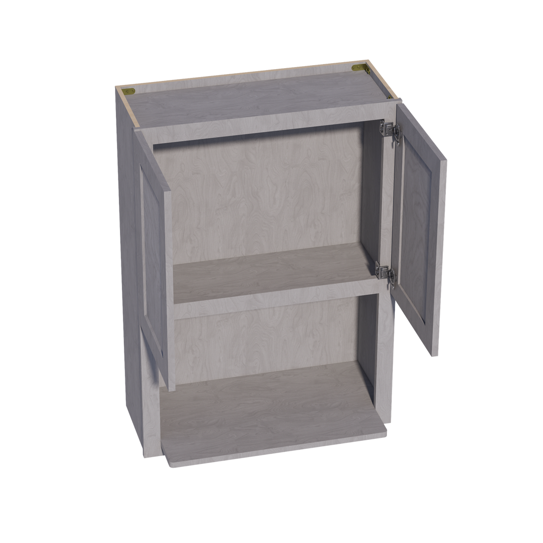 HLG-WM3042: Light Gray Shaker 30"W x 42"H 2 Door & 1 Shelf Wall Built-in Microwave Cabinets