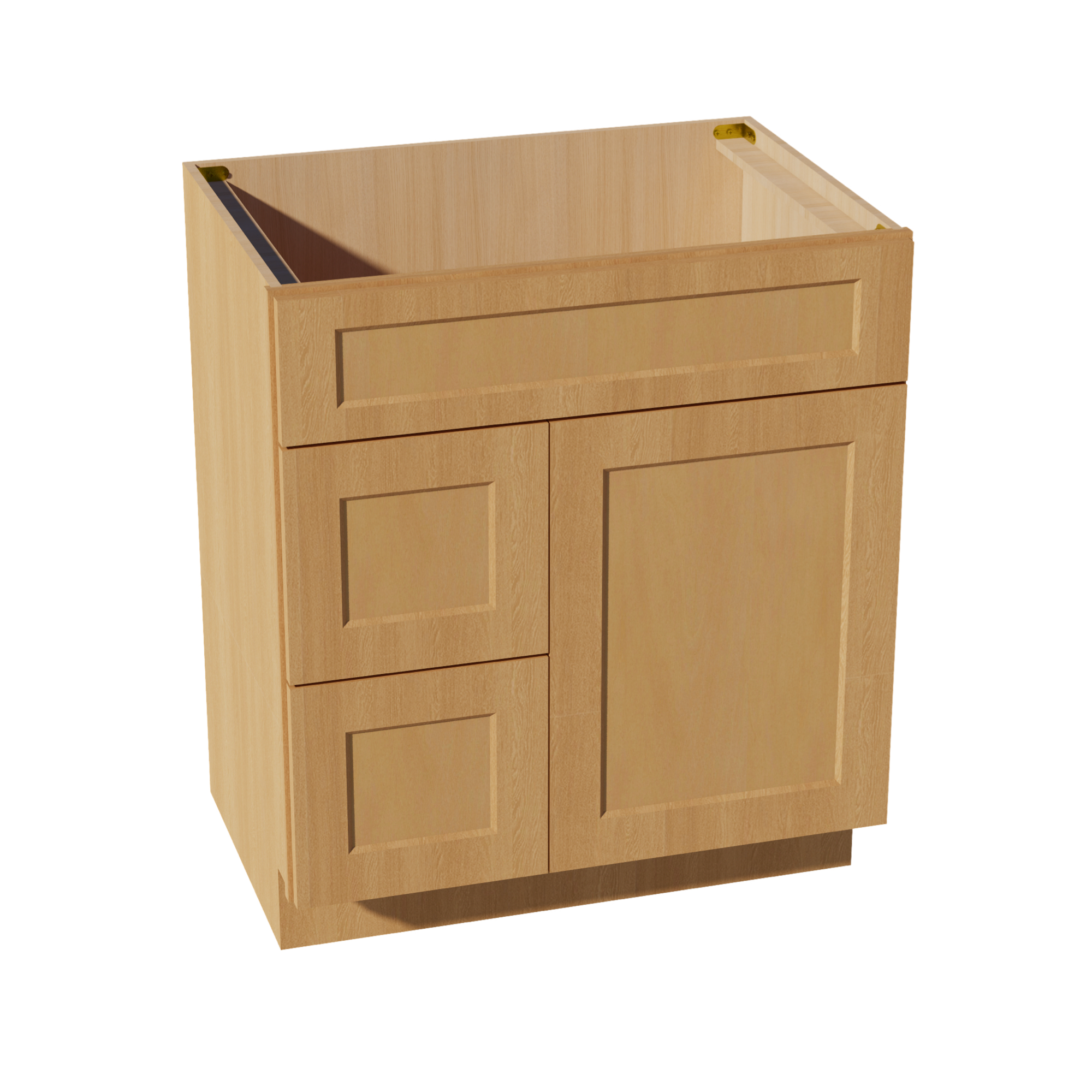 HT-VSD3021L: Timber Wood Shaker 30"W x 34-1/2"H x 21"D 1 Door & 2 Left Drawers Offset Vanity Sink Base Cabinets