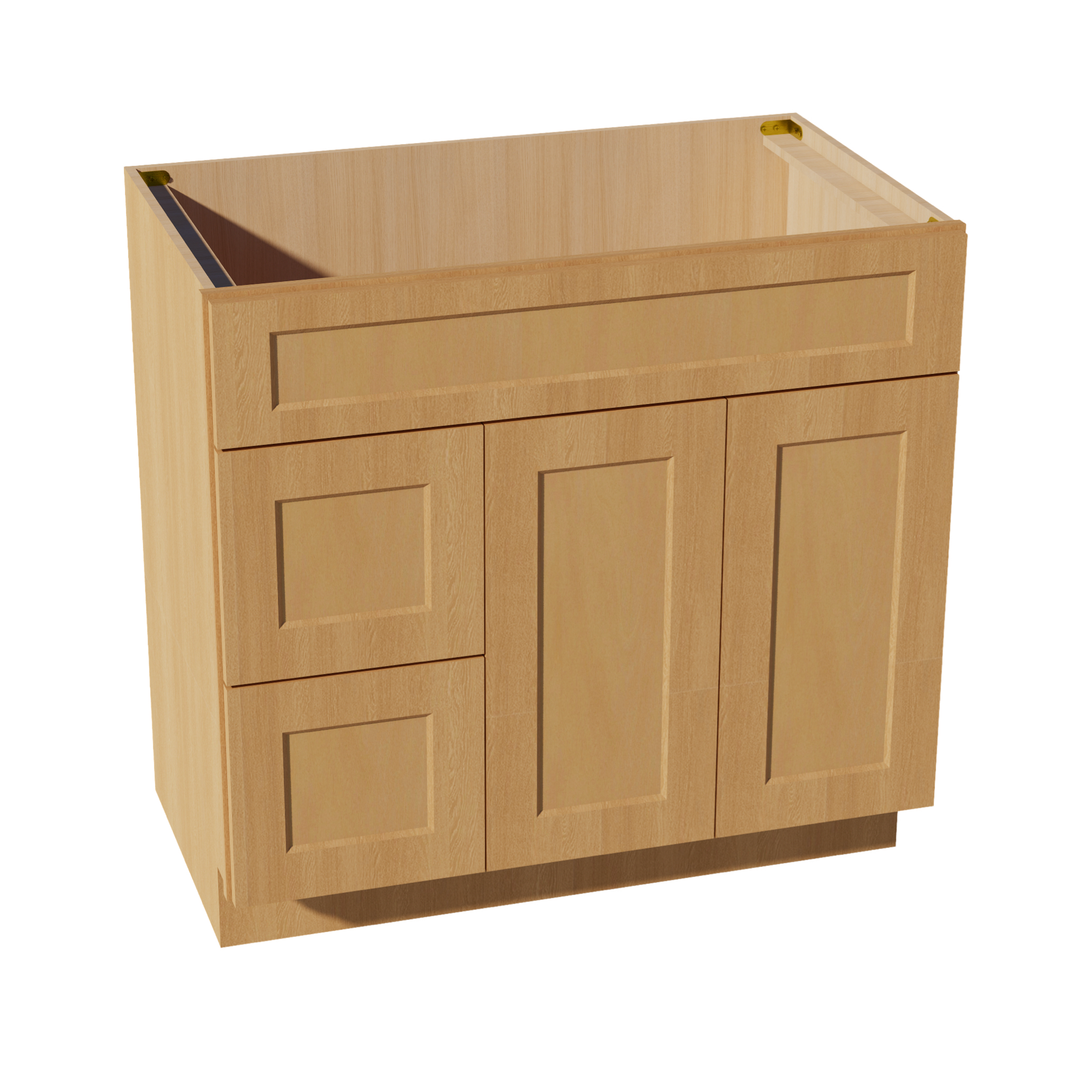 HT-VSD3621L: Timber Wood Shaker 36"W x 34-1/2"H x 21"D 2 Doors & 2 Left Drawers Offset Vanity Sink Base Cabinets