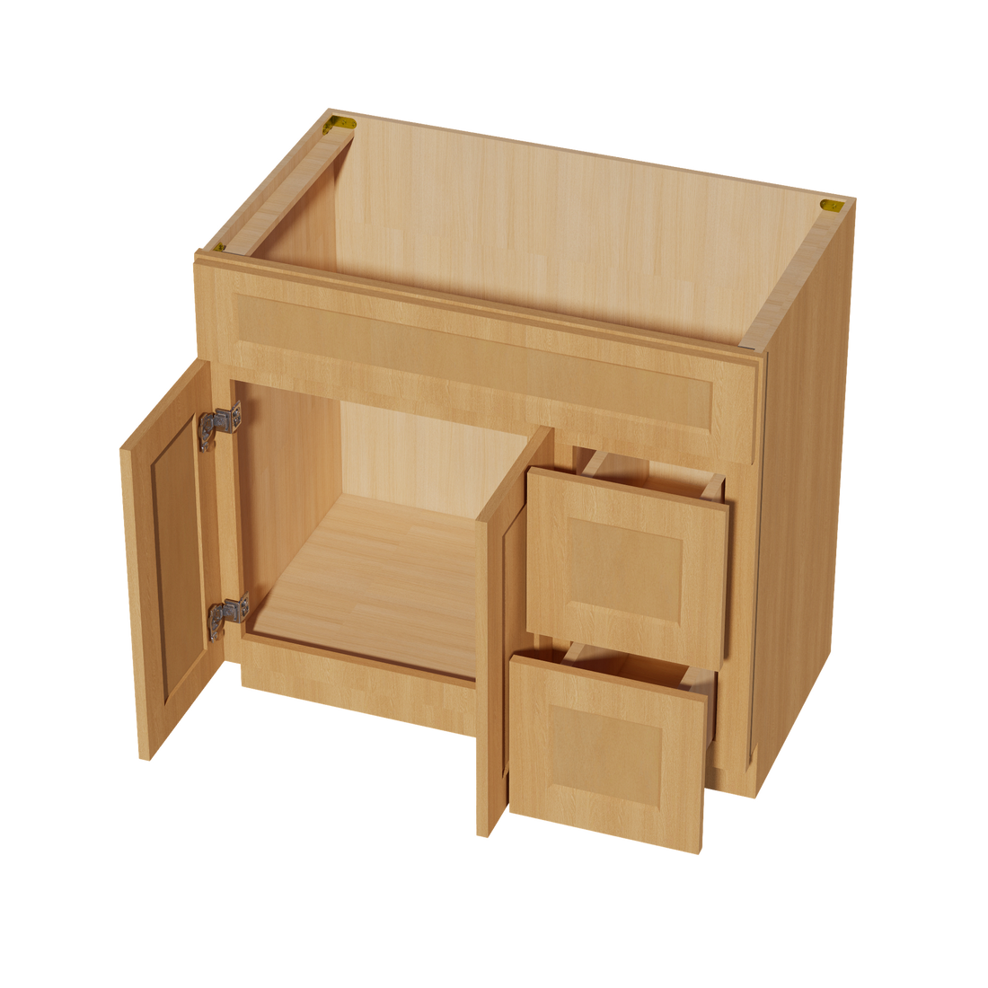 HT-VSD3621R: Timber Wood Shaker 36"W x 34-1/2"H x 21"D 2 Doors & 2 Right Drawers Offset Vanity Sink Base Cabinets