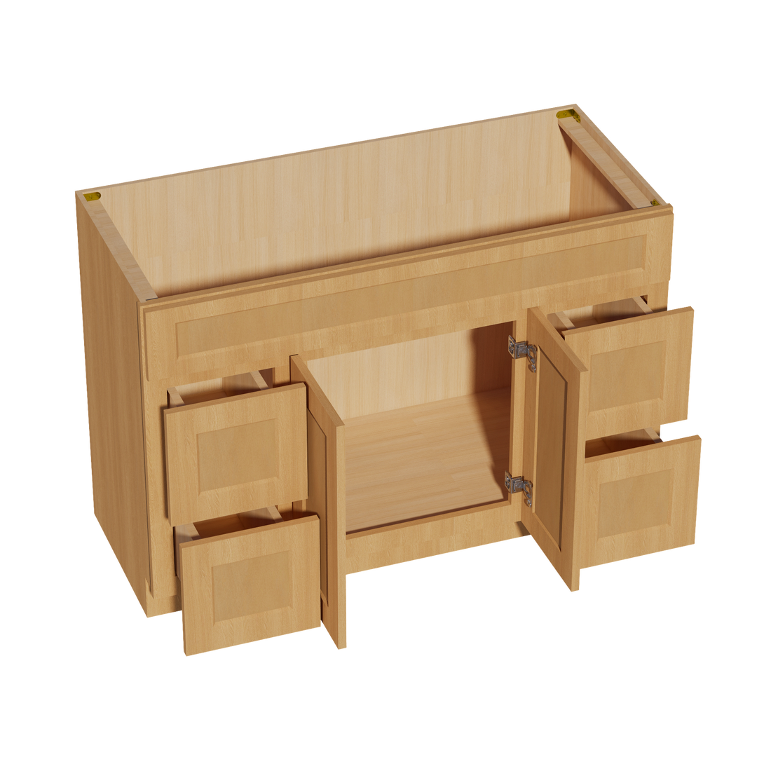 HT-VSD4821: Timber Wood Shaker 48"W x 34-1/2"H x 21"D 2 Doors, 4 Drawers & 1 False Drawer Centered Vanity Sink Base Cabinets