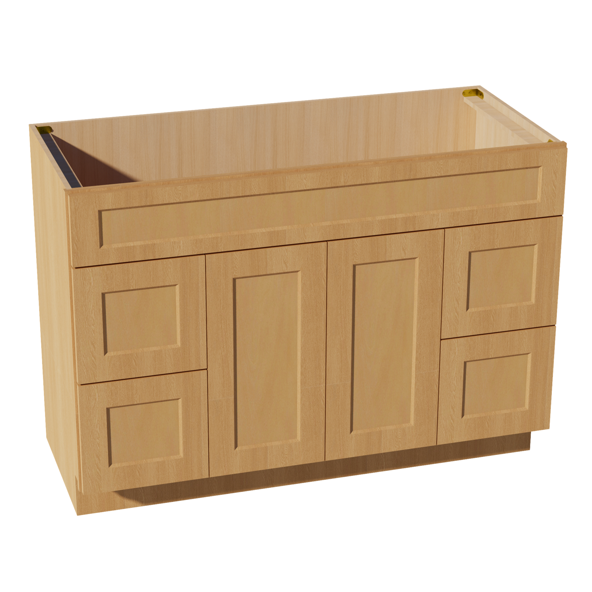 HT-VSD4821: Timber Wood Shaker 48"W x 34-1/2"H x 21"D 2 Doors, 4 Drawers & 1 False Drawer Centered Vanity Sink Base Cabinets