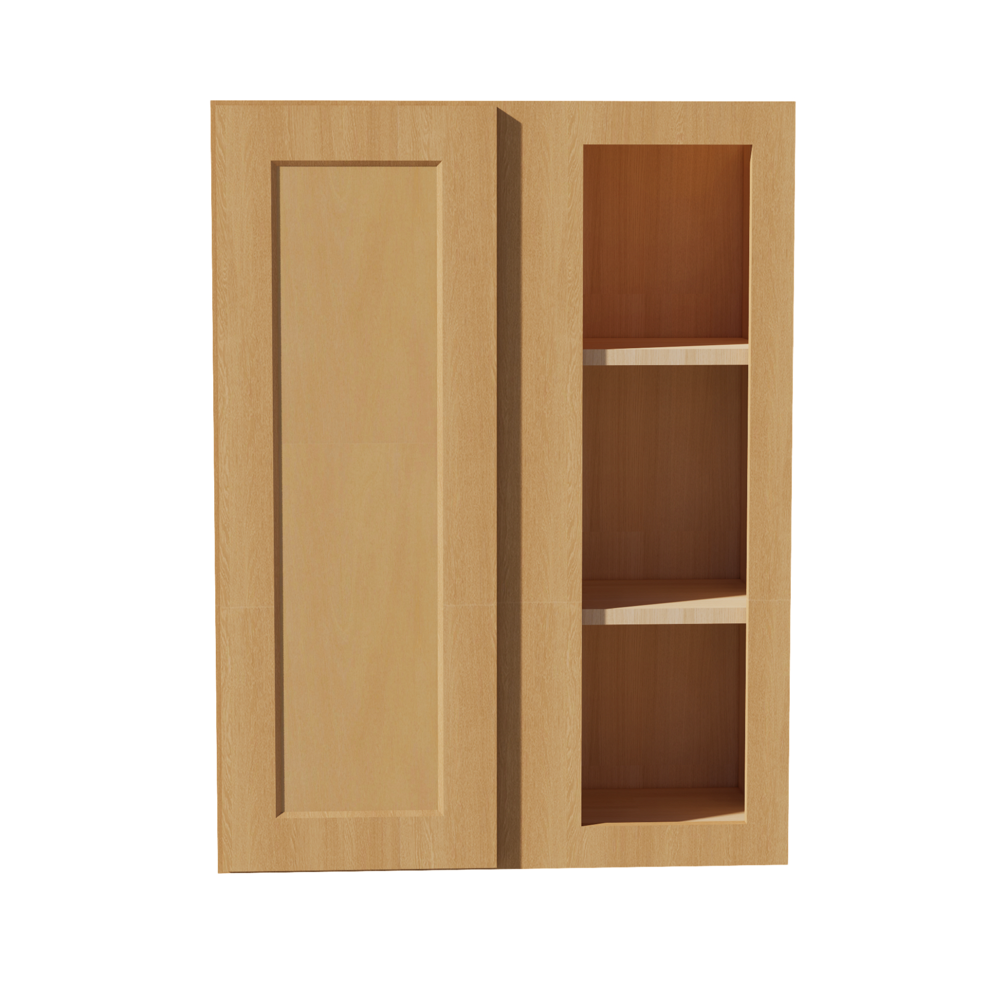 HT-WBC2736: Timber Wood Shaker 27"W x 36"H 1 Door & 2 Shelves Wall Blind Corner Cabinets