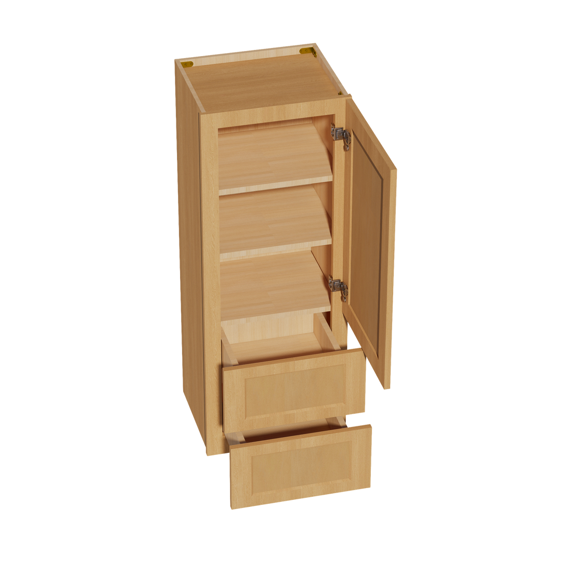 HT-WD1848: Timber Wood Shaker 18"W x 48"H 1 Door & 2 Drawers Special Wall Cabinet