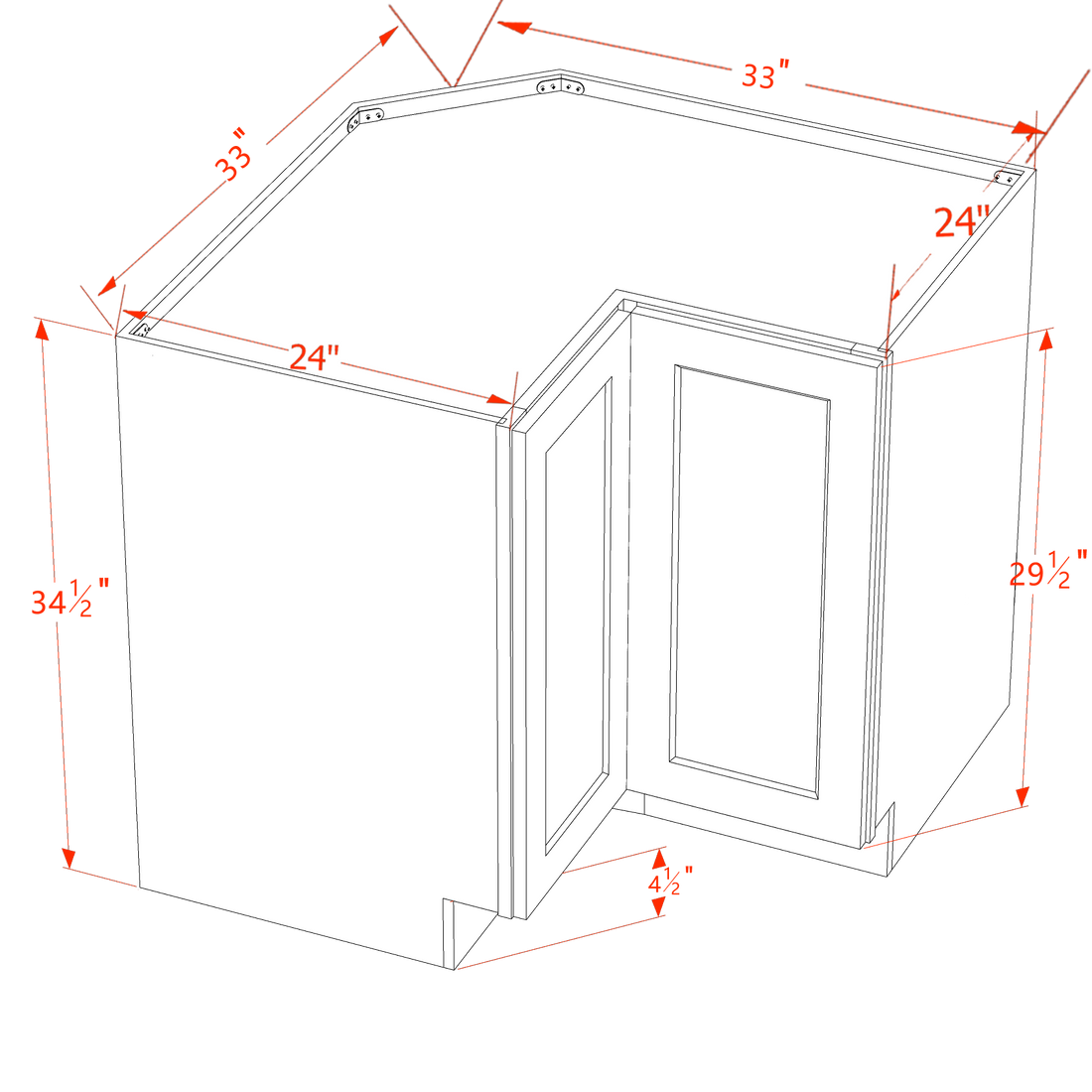 SF-LSB33: Frost White Slim Shaker 33" 2 Doors Lazy Susan Corner Base Cabinet