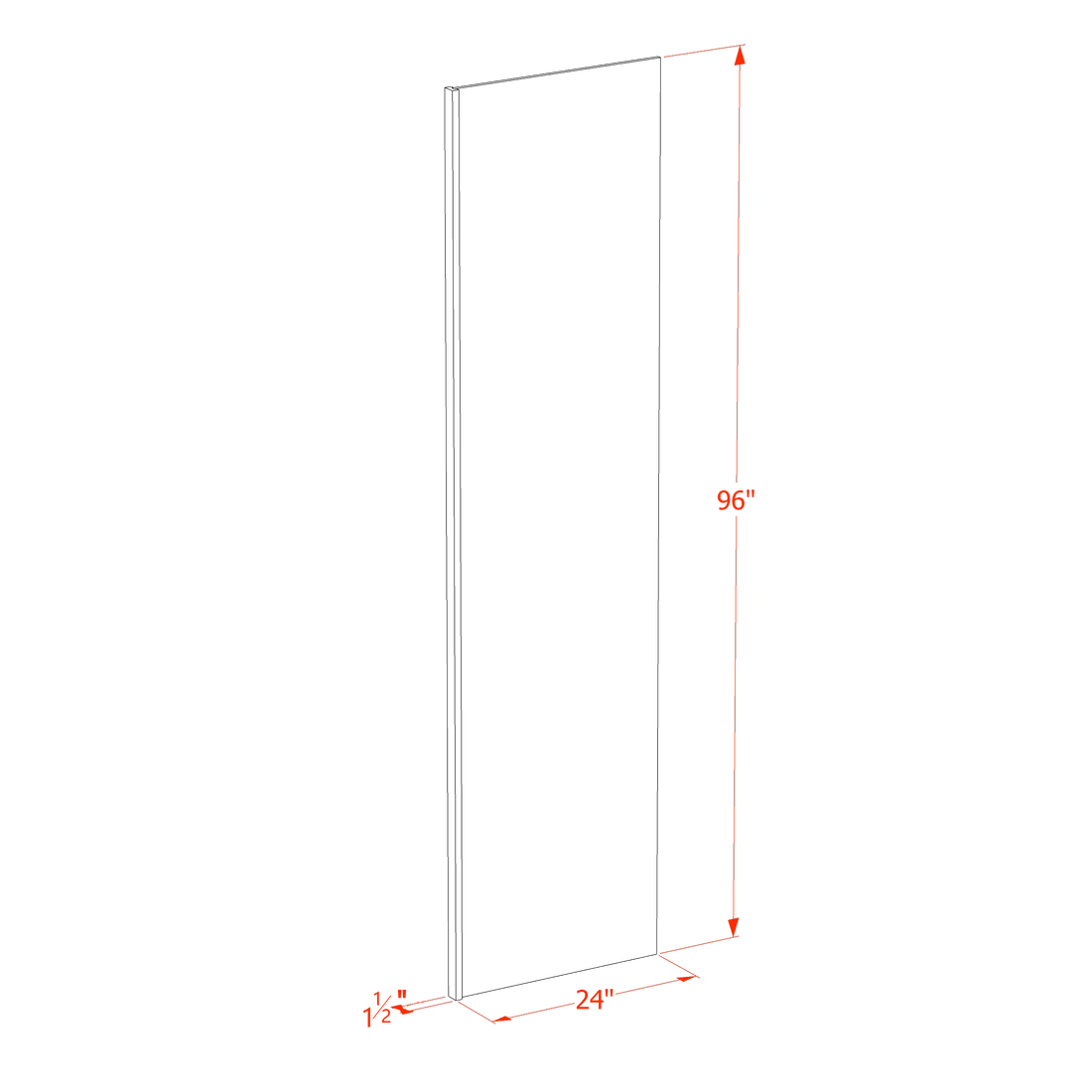 HG-REP2496: Dark Gray Shaker 24"W x 96"H x 1-1/2"D Refigerator Return Panel