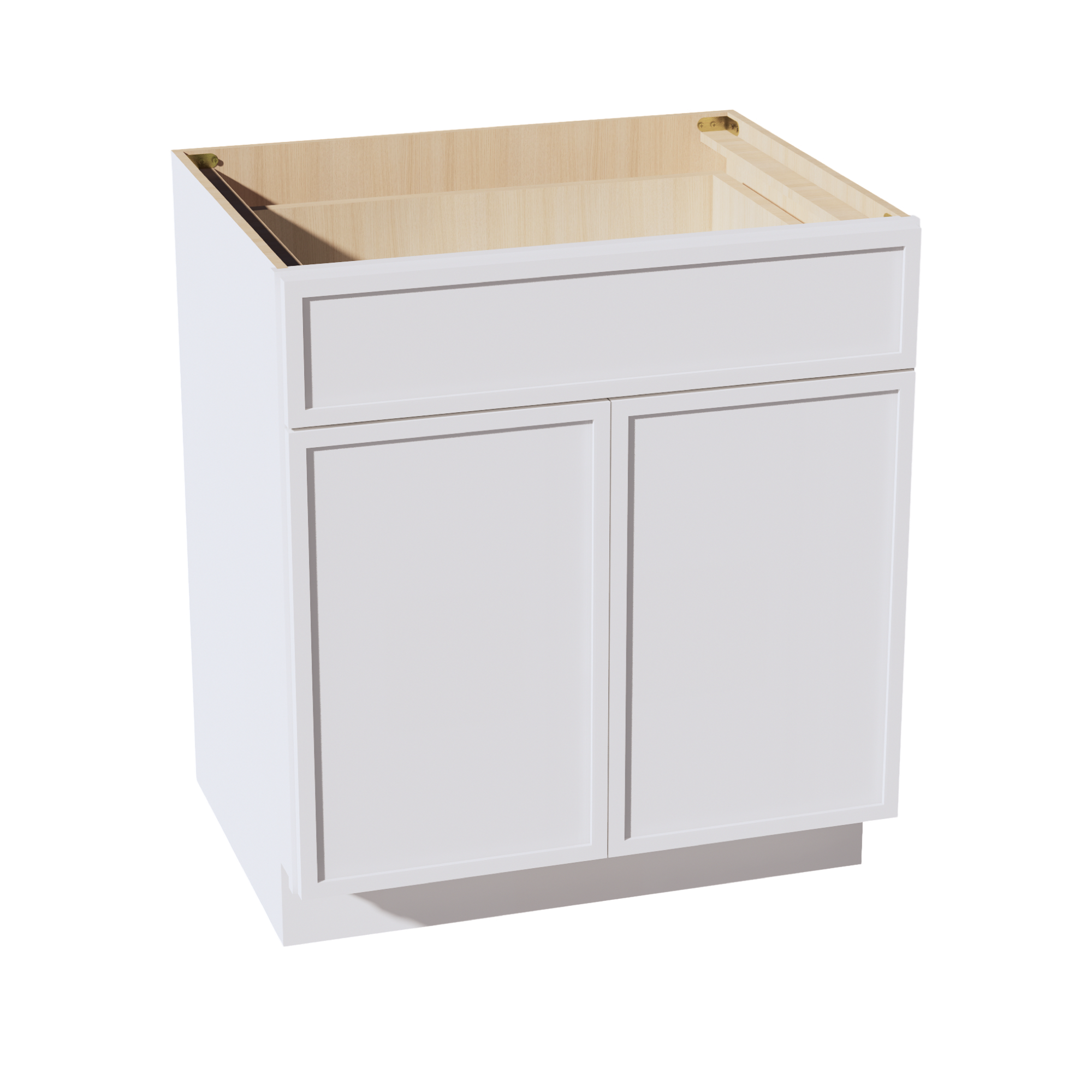 SF-B30: Frost White Slim Shaker 30" 1 Drawer 2 Door Standard Base Cabinet