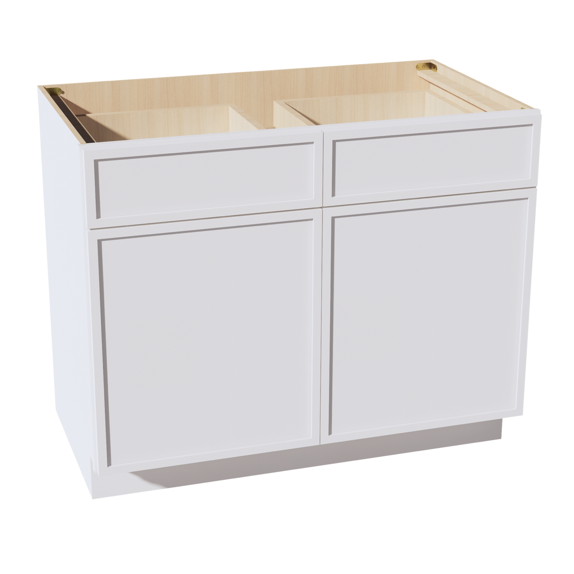SF-B42: Frost White Slim Shaker 42" 2 Drawers 2 Doors Standard Base Cabinet