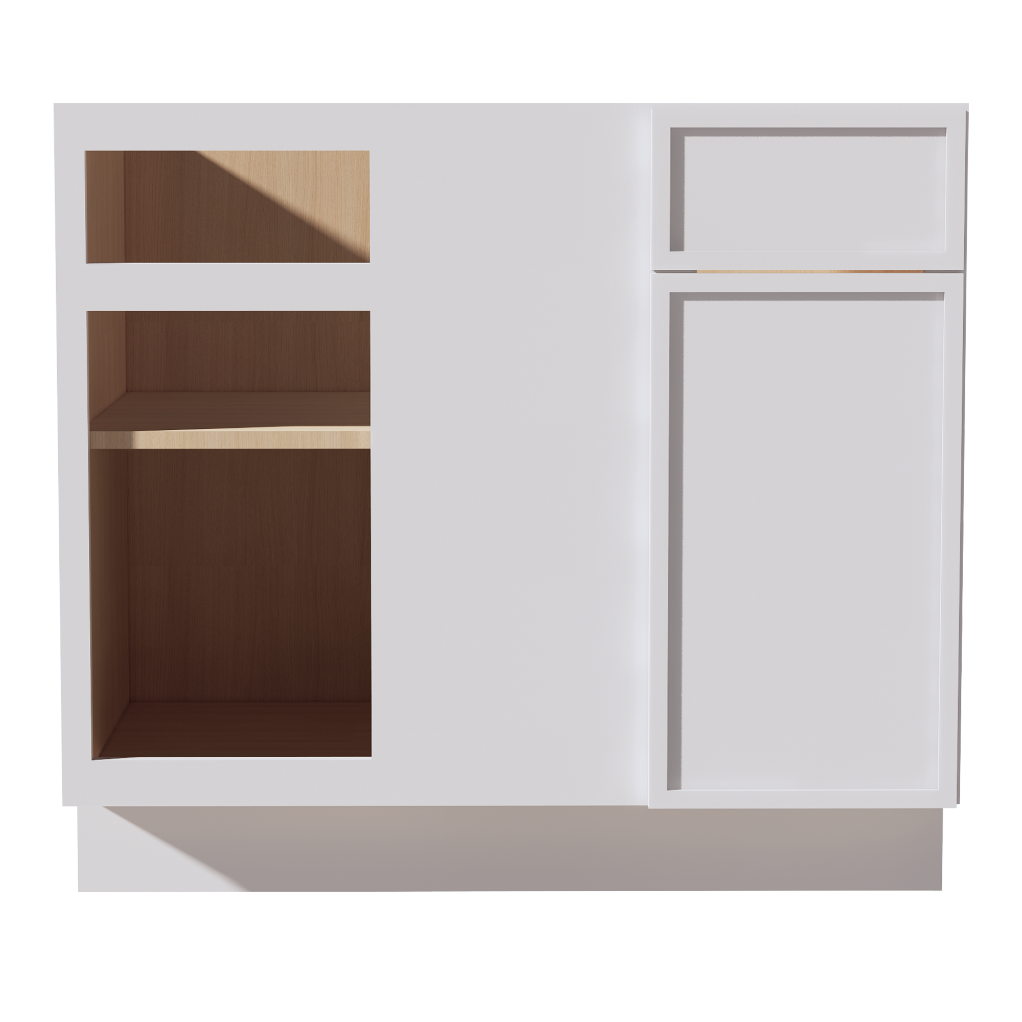 SF-BBC39/42: Frost White Slim Shaker 39" 1 Door - 1 Drawer Blind Corner Base Cabinet