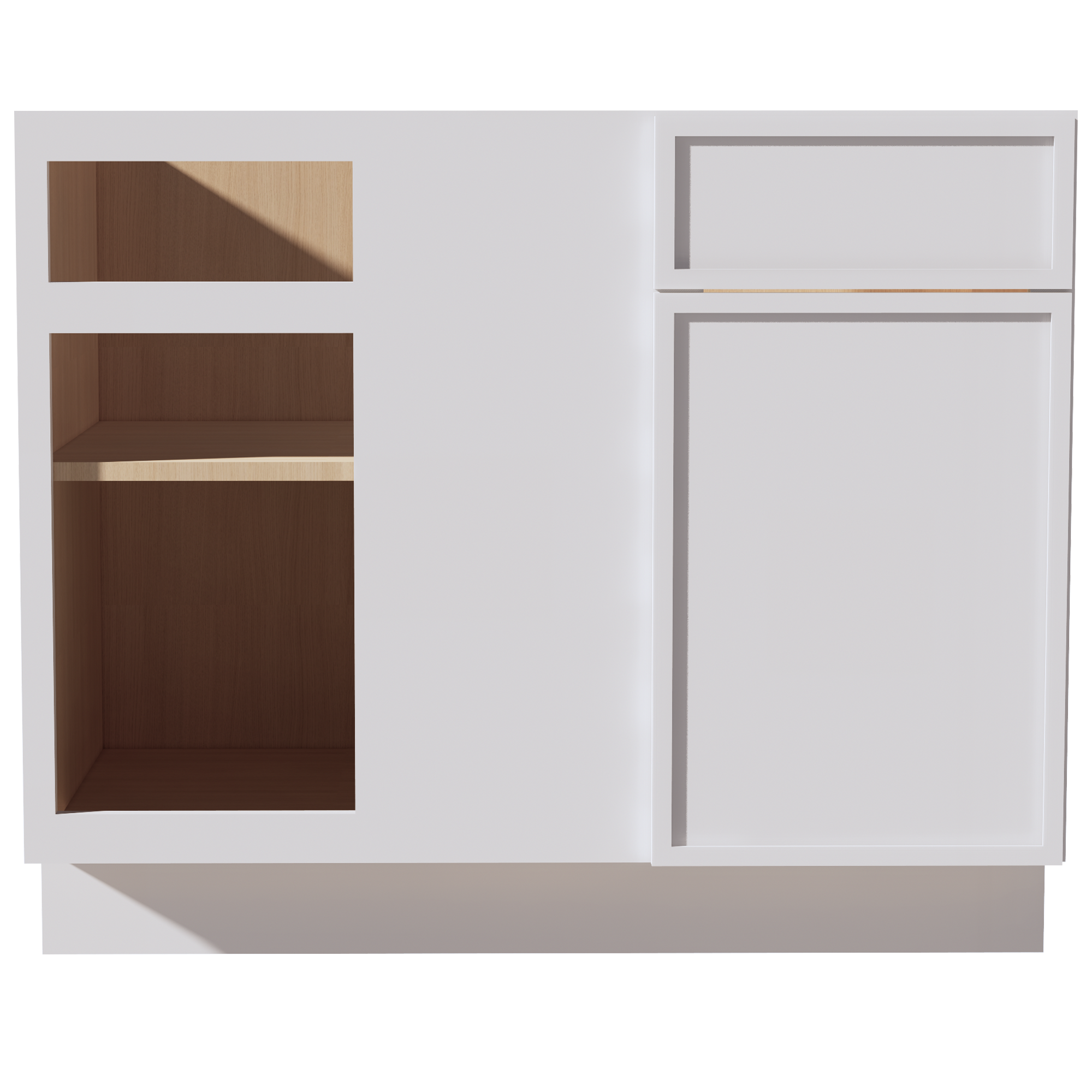 SF-BBC42/45: Frost White Slim Shaker 42" 1 Door - 1 Drawer Blind Corner Base Cabinets