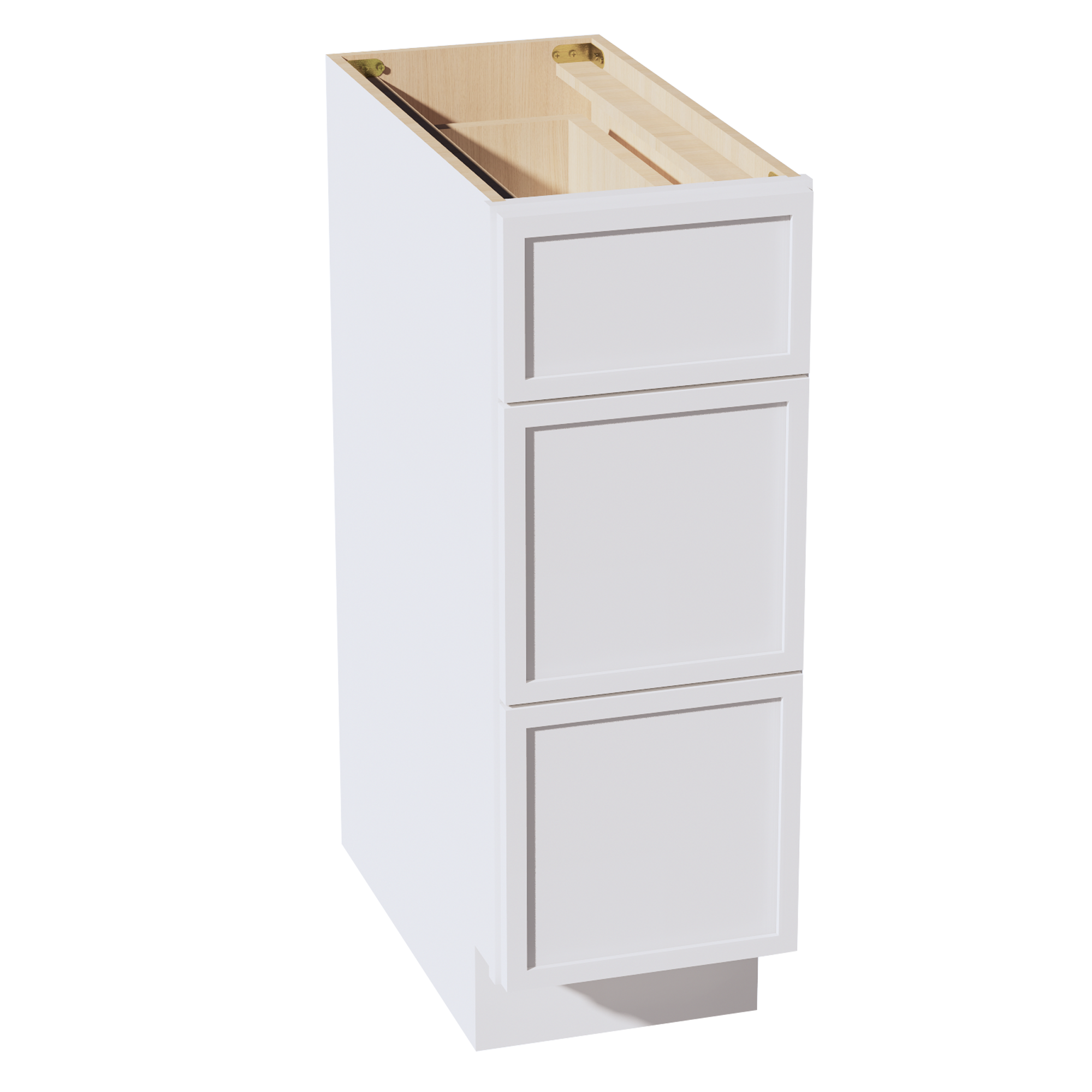 SF-DB12: Frost White Slim Shaker 12" 3 Drawers Base Cabinet