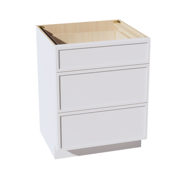 SF-DB27: Frost White Slim Shaker 27" 3 Drawers Base Cabinet