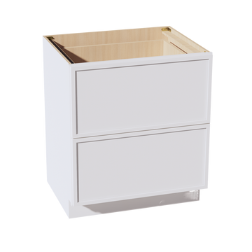 SF-DB30-2: Frost White Slim Shaker 30" 2 Drawers Base Cabinet
