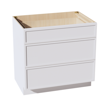 SF-DB36: Frost White Slim Shaker 36" 3 Drawers Base Cabinet