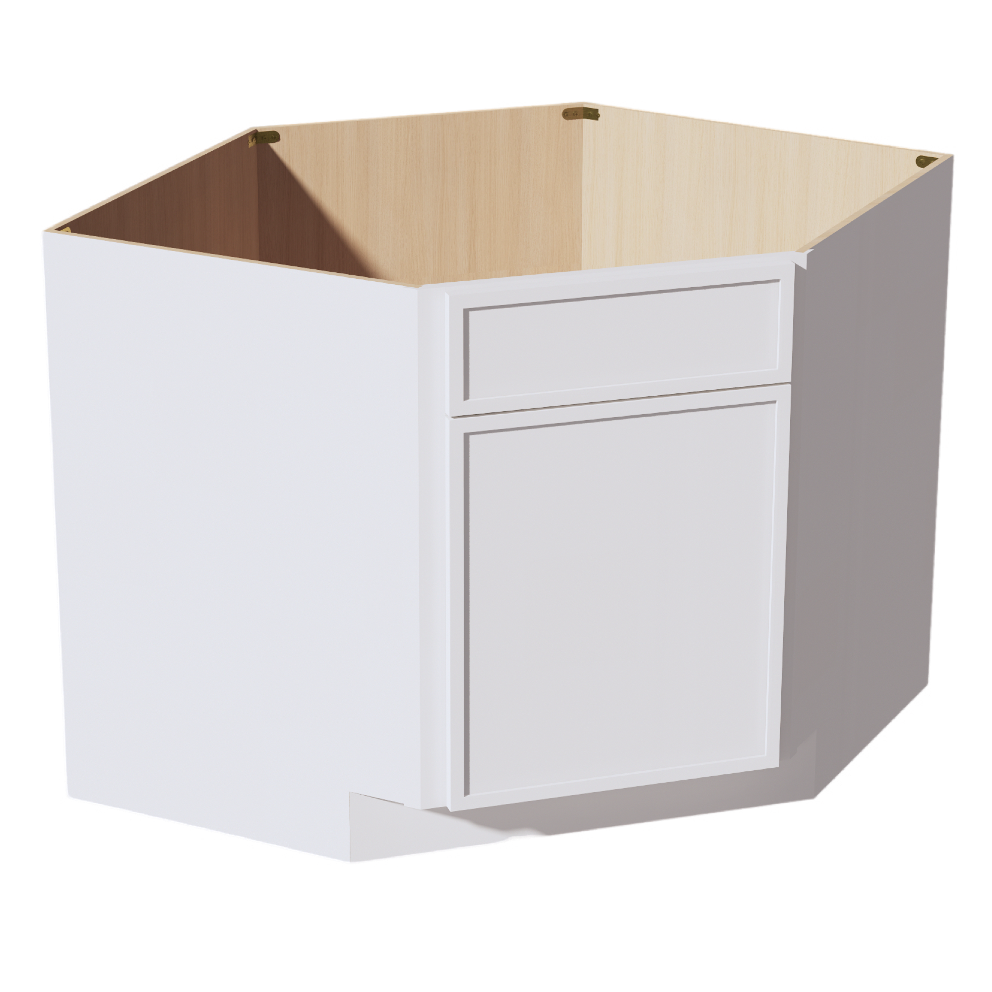 SF-DSB42: Frost White Slim Shaker 42" 1 Door - 1 False Drawer Corner Sink Base Cabinets