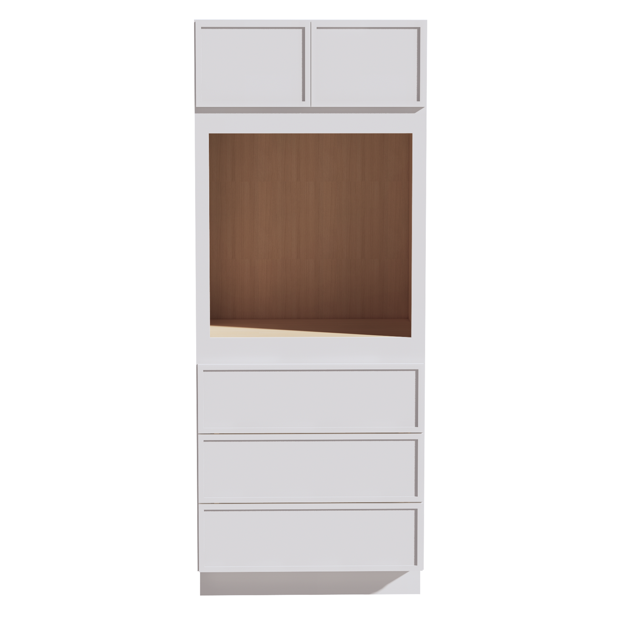 SF-OC3384: Frost White Slim Shaker 33"W x 84"H x 24"D 2 Doors & 3 Drawers Tall Oven Shelf Cabinets