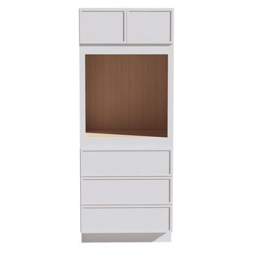SF-OC3384: Frost White Slim Shaker 33"W x 84"H x 24"D 2 Doors & 3 Drawers Tall Oven Shelf Cabinets