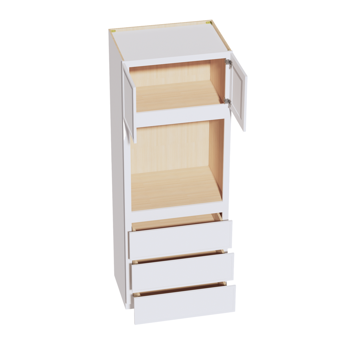 SF-OC3390: Frost White Slim Shaker 33"W x 90"H x 24"D 2 Doors & 3 Drawers Tall Oven Shelf Cabinets