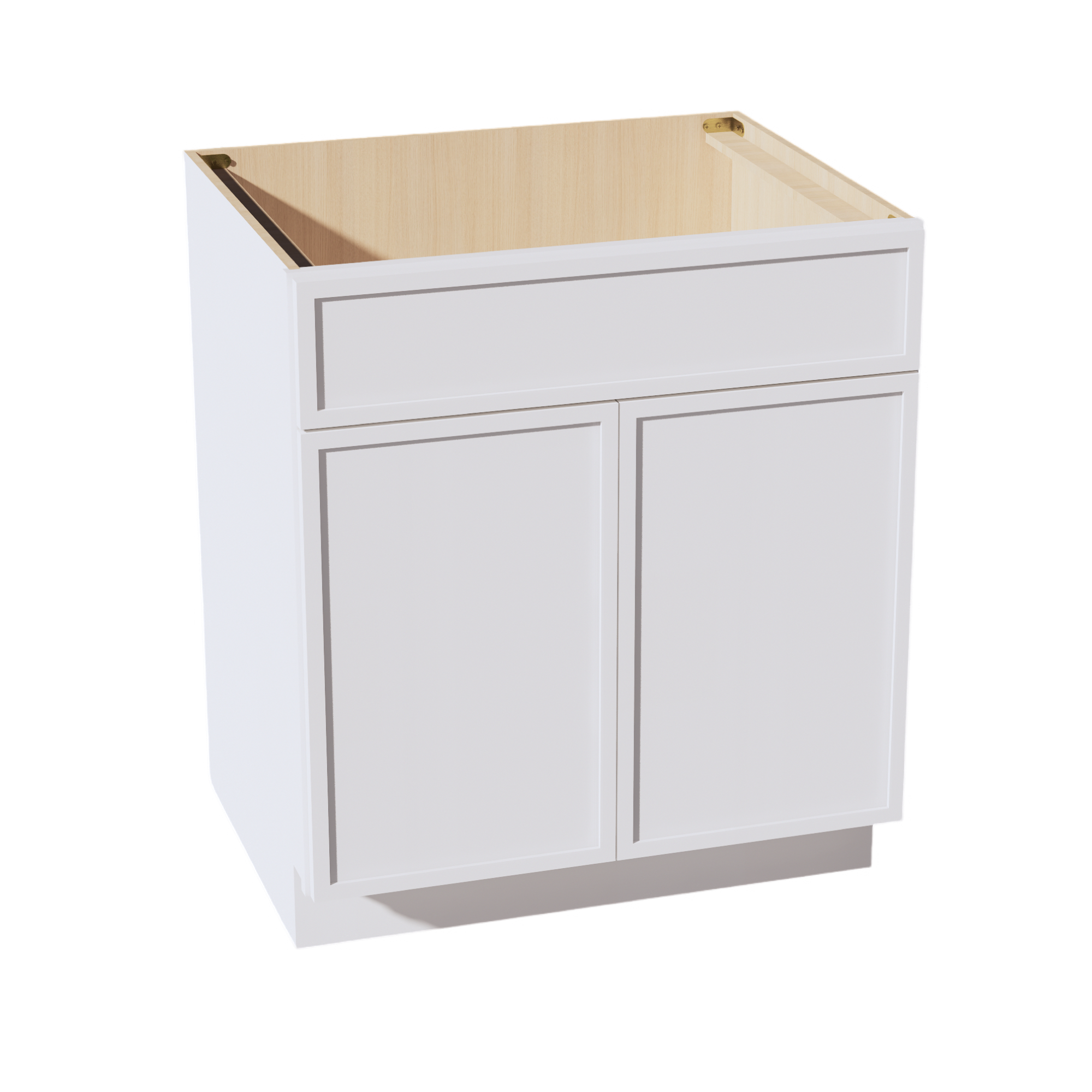 SF-SB30: Frost White Slim Shaker 30" 2 Doors 1 False Drawer Sink Base Cabinet