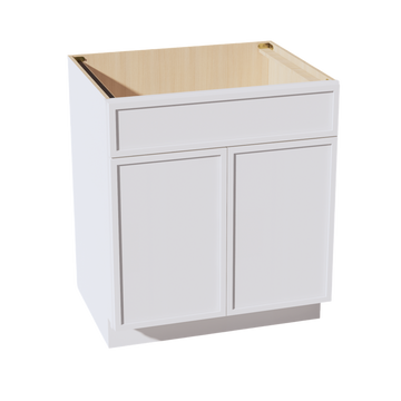 SF-SB30: Frost White Slim Shaker 30" 2 Doors 1 False Drawer Sink Base Cabinet