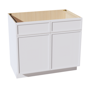 SF-SB39: Frost White Slim Shaker 39" 2 Doors 2 False Drawers Sink Base Cabinet
