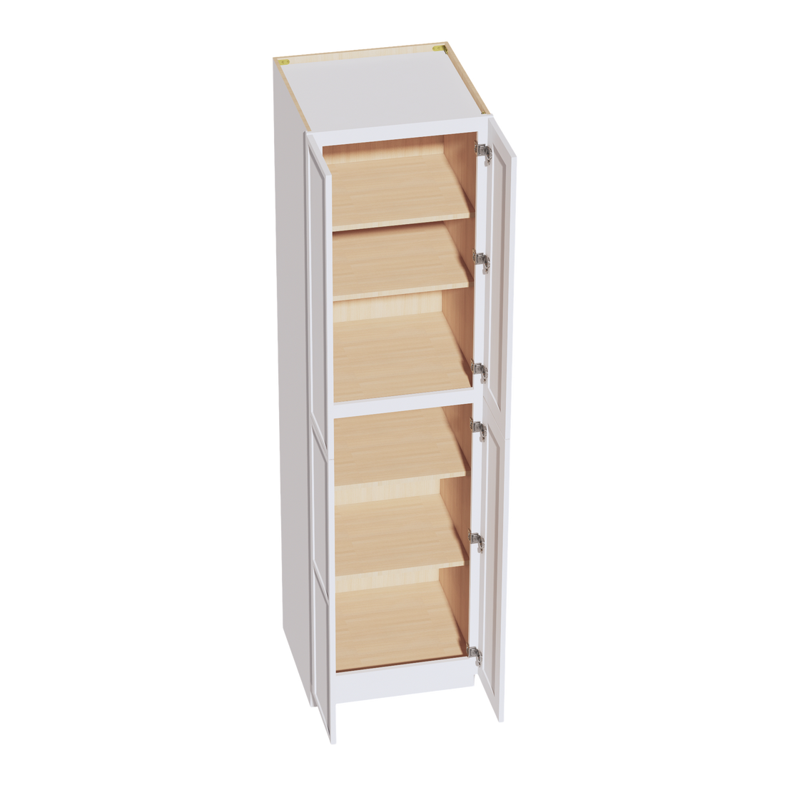 SF-TP2490: Frost White Slim Shaker 24"W x 90"H x 24"D 4 Door & 5 Shelves Tall Shelf Pantry Cabinets