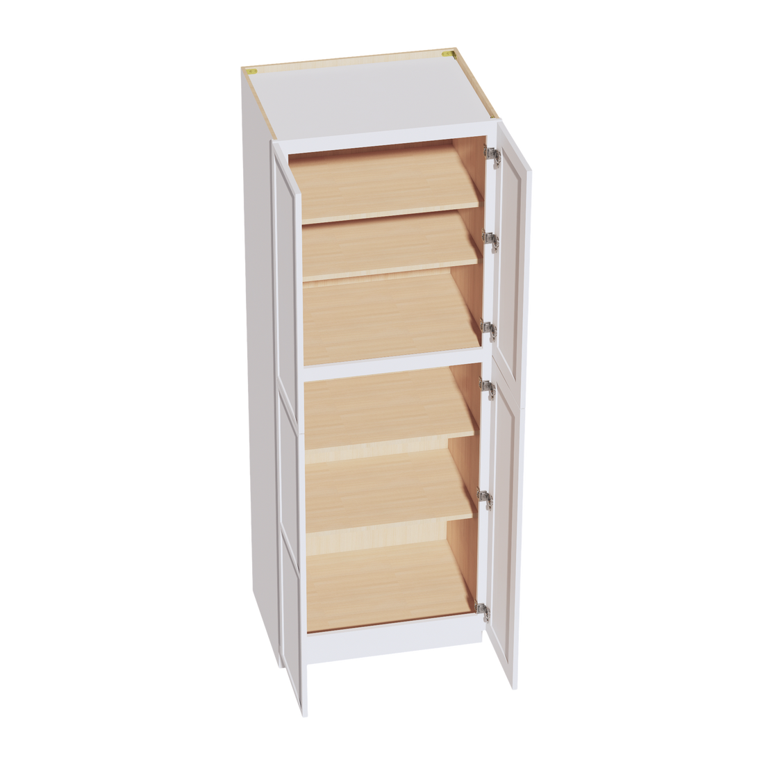 SF-TP3084: Frost White Slim Shaker 30"W x 84"H x 24"D 4 Door & 5 Shelves Tall Shelf Pantry Cabinets