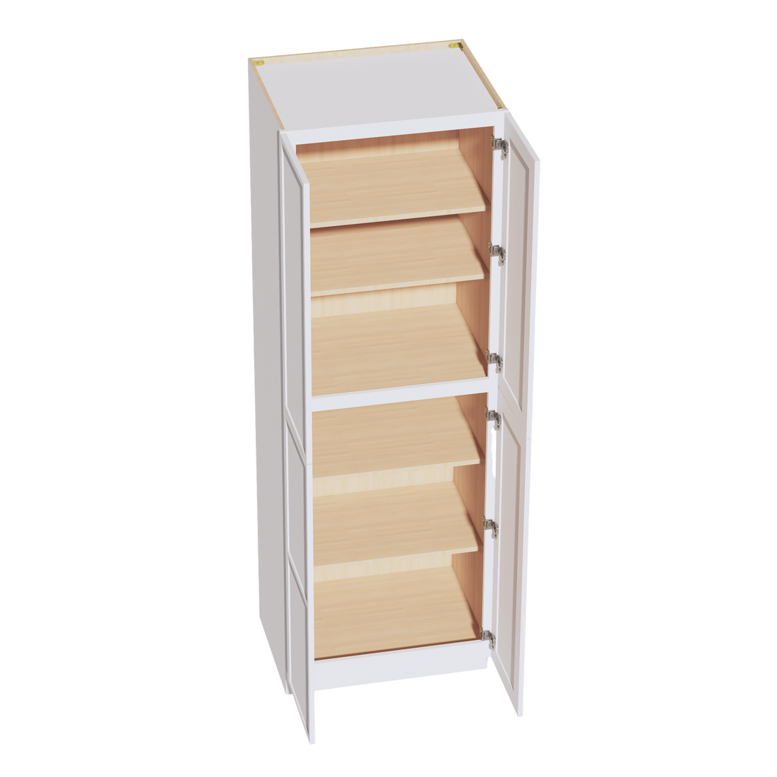 SF-TP3090: Frost White Slim Shaker 30"W x 90"H x 24"D 4 Door & 5 Shelves Tall Shelf Pantry Cabinets