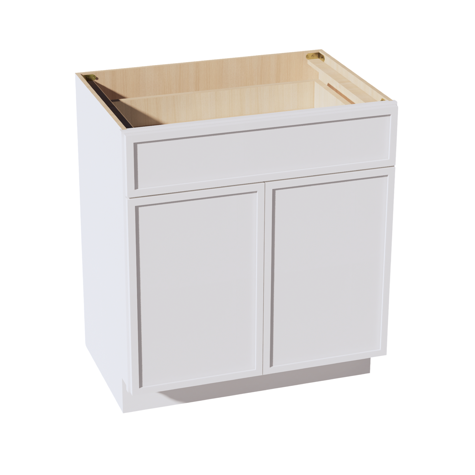 SF-VB3021: Frost White Slim Shaker 30"W x 34-1/2"H x 21"D 2 Doors & 1 Drawer Double Door Vanity Base Cabinets