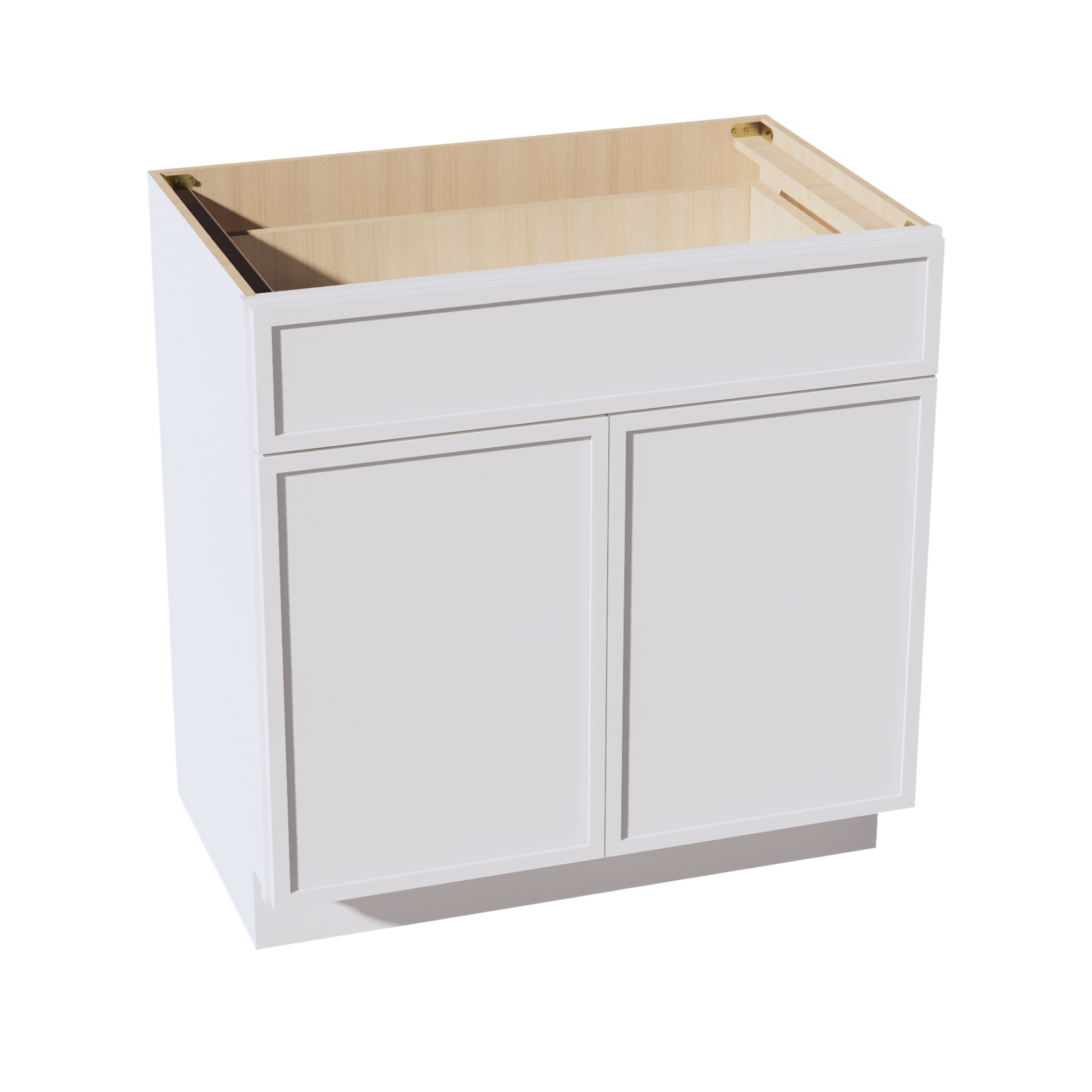 SF-VB3321: Frost White Slim Shaker 33"W x 34-1/2"H x 21"D 2 Doors & 1 Drawer Double Door Vanity Base Cabinets