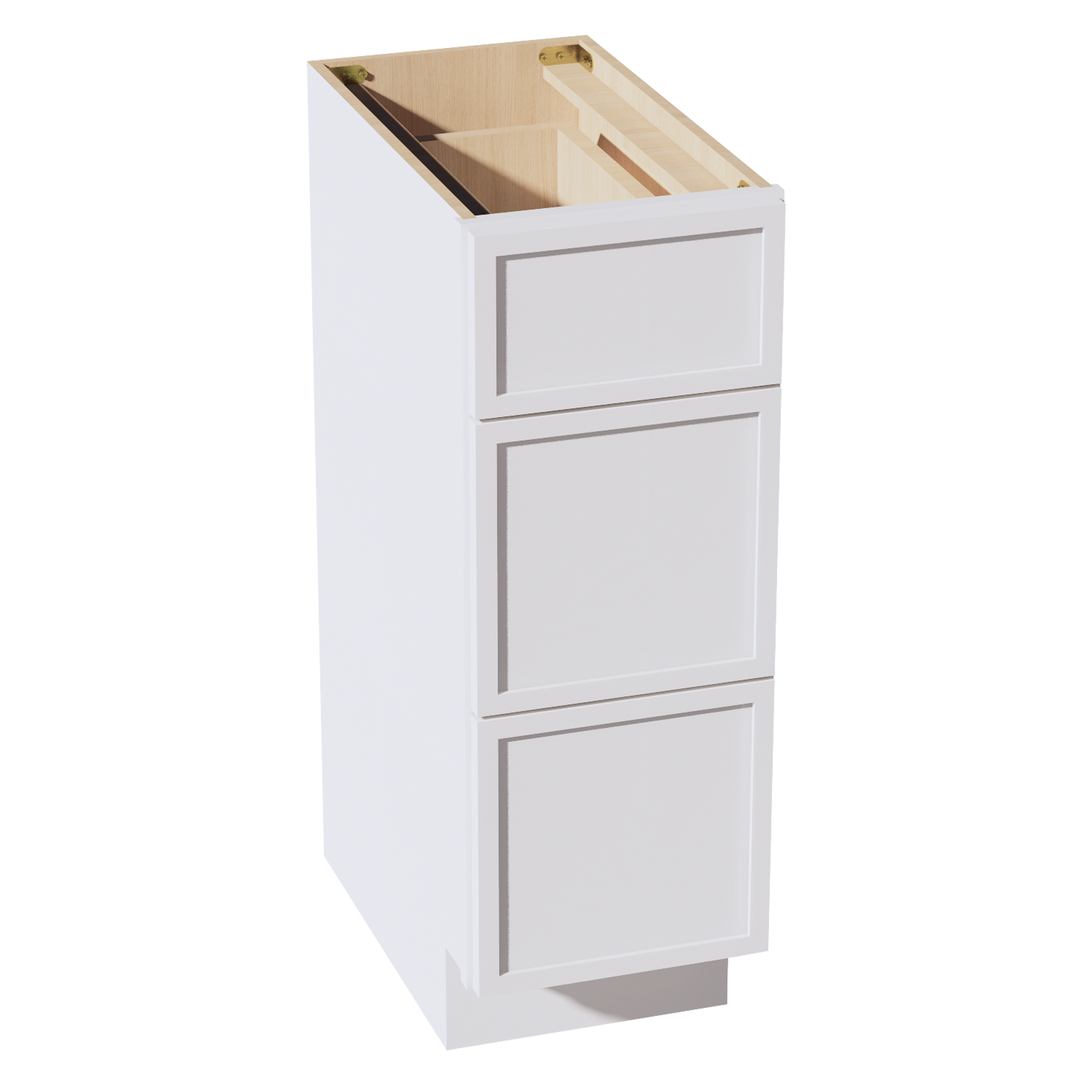 SF-VDB1221: Frost White Slim Shaker 12"W x 34-1/2"H x 21"D  3 Drawers Vanity Base Cabinets