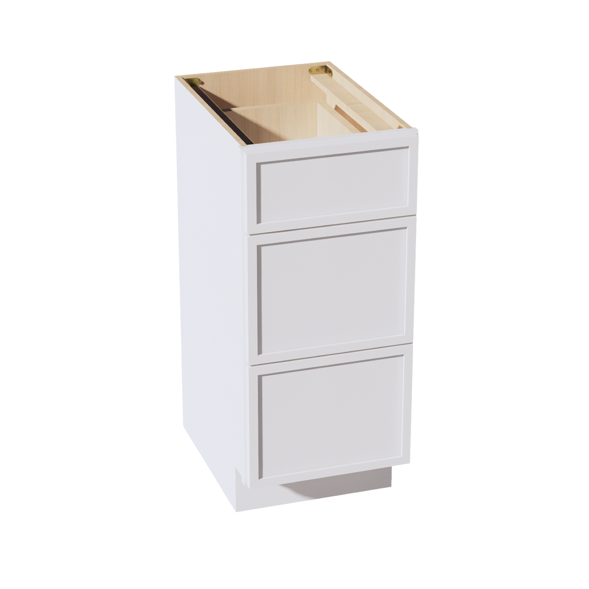 SF-VDB1521: Frost White Slim Shaker 15"W x 34-1/2"H x 21"D  3 Drawers Vanity Base Cabinets