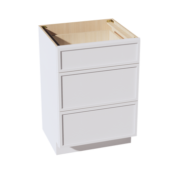 SF-VDB2421: Frost White Slim Shaker 24"W x 34-1/2"H x 21"D  3 Drawers Vanity Base Cabinets