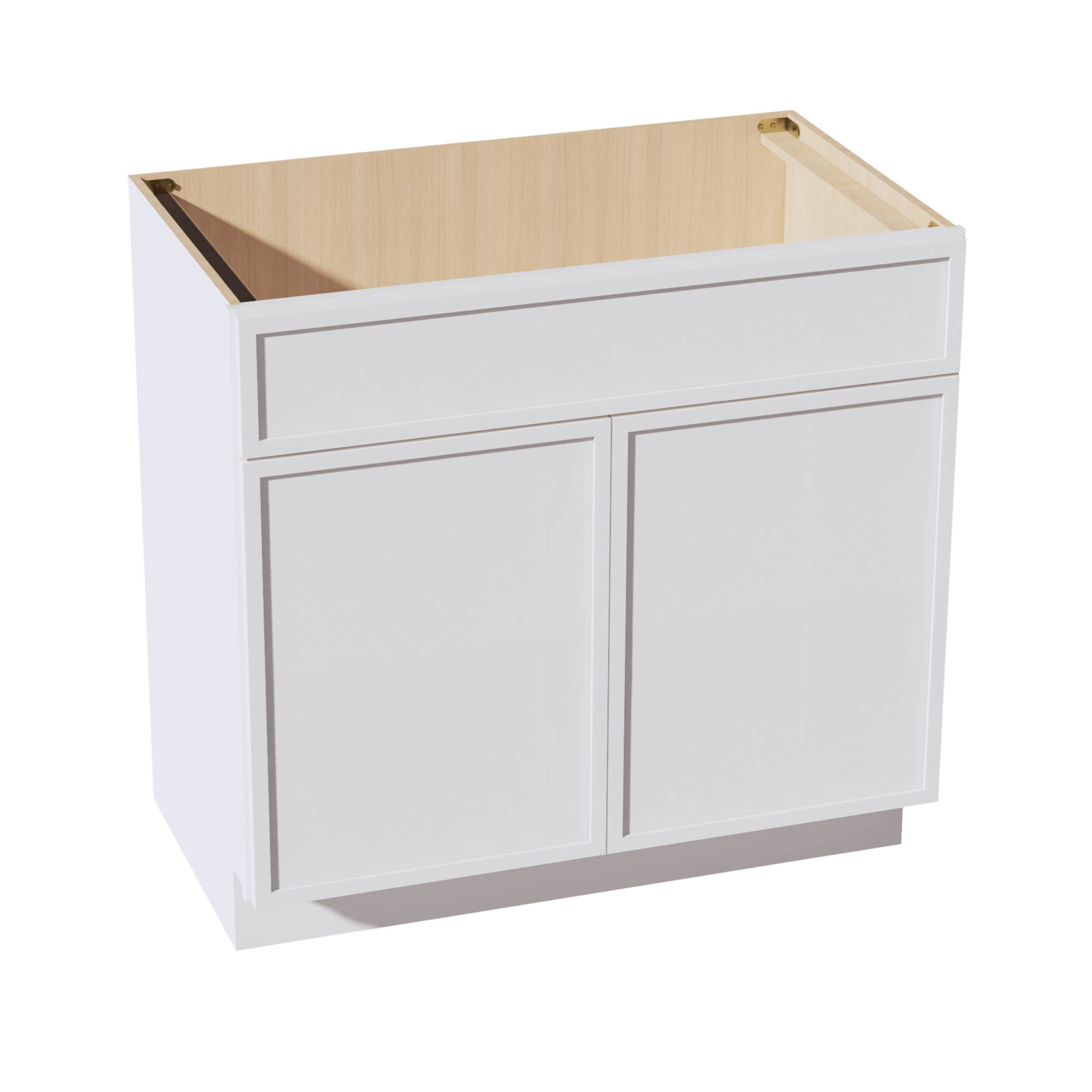 SF-VSB3621: Frost White Slim Shaker 36"W x 34-1/2"H x 21"D 2 Doors & 1 False Drawer Vanity Sink Base Cabinets