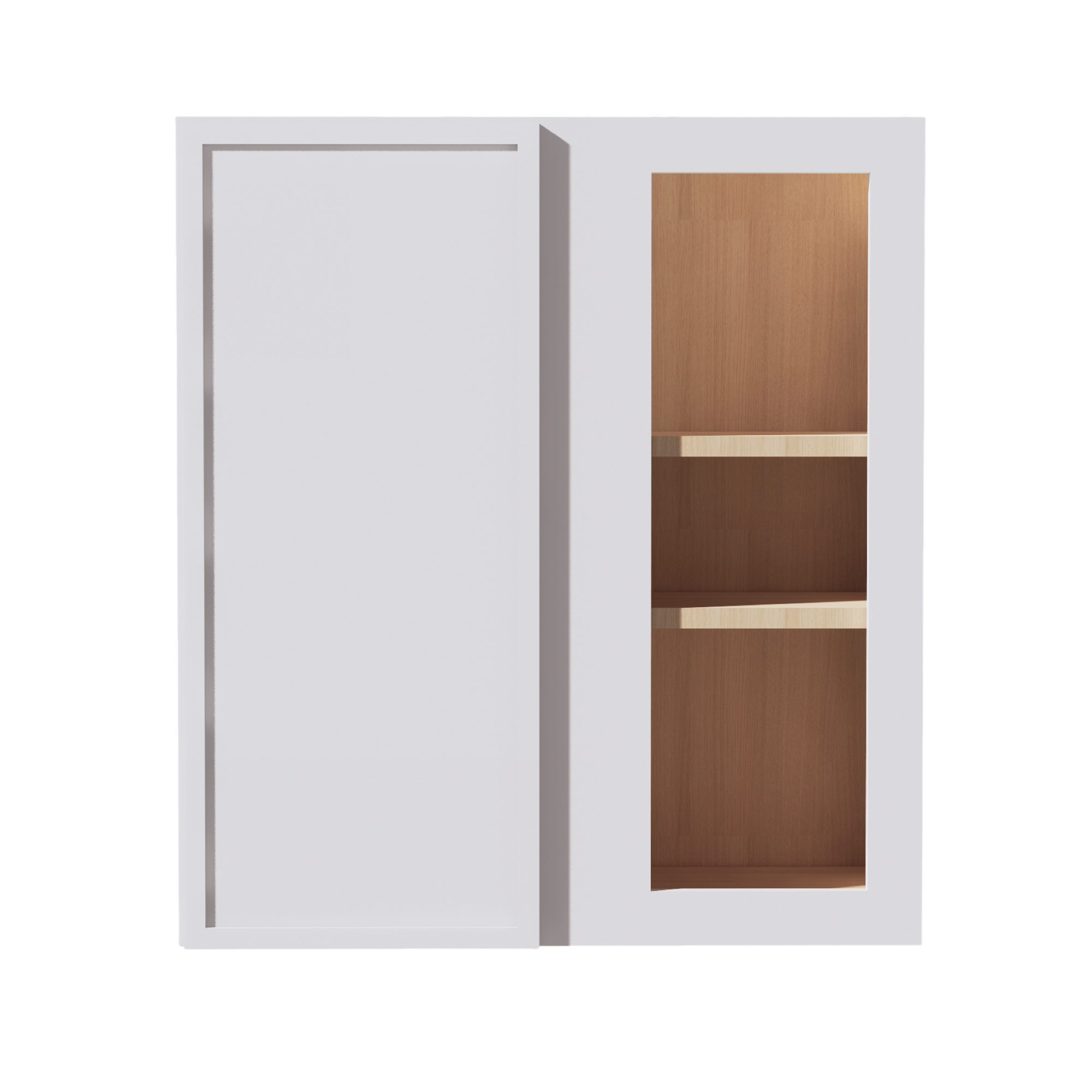 SF-WBC2730: Frost White Slim Shaker 27"W x 30"H 1 Door & 2 Shelves Wall Blind Corner Cabinets