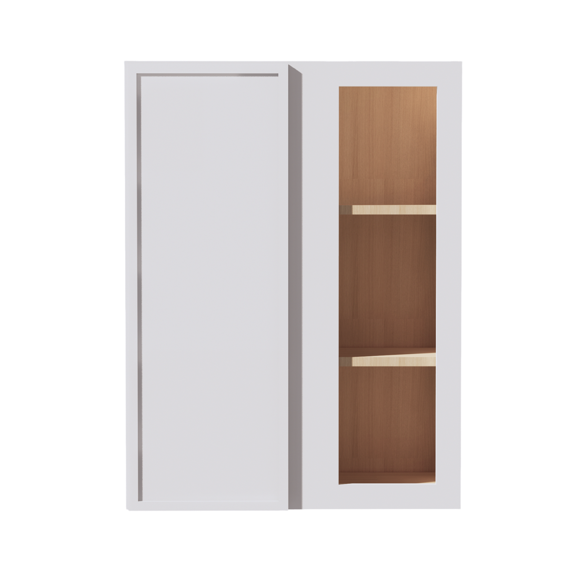 SF-WBC2736: Frost White Slim Shaker 27"W x 36"H 1 Door & 2 Shelves Wall Blind Corner Cabinets
