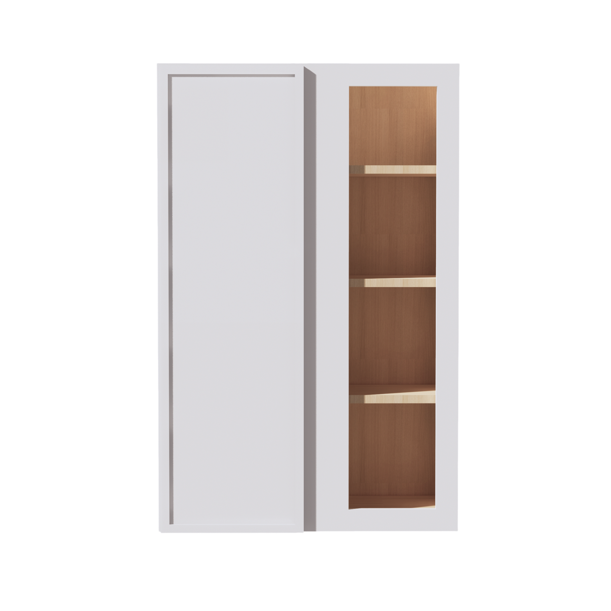 SF-WBC2742: Frost White Slim Shaker 27"W x 42"H 1 Door & 2 Shelves Wall Blind Corner Cabinets