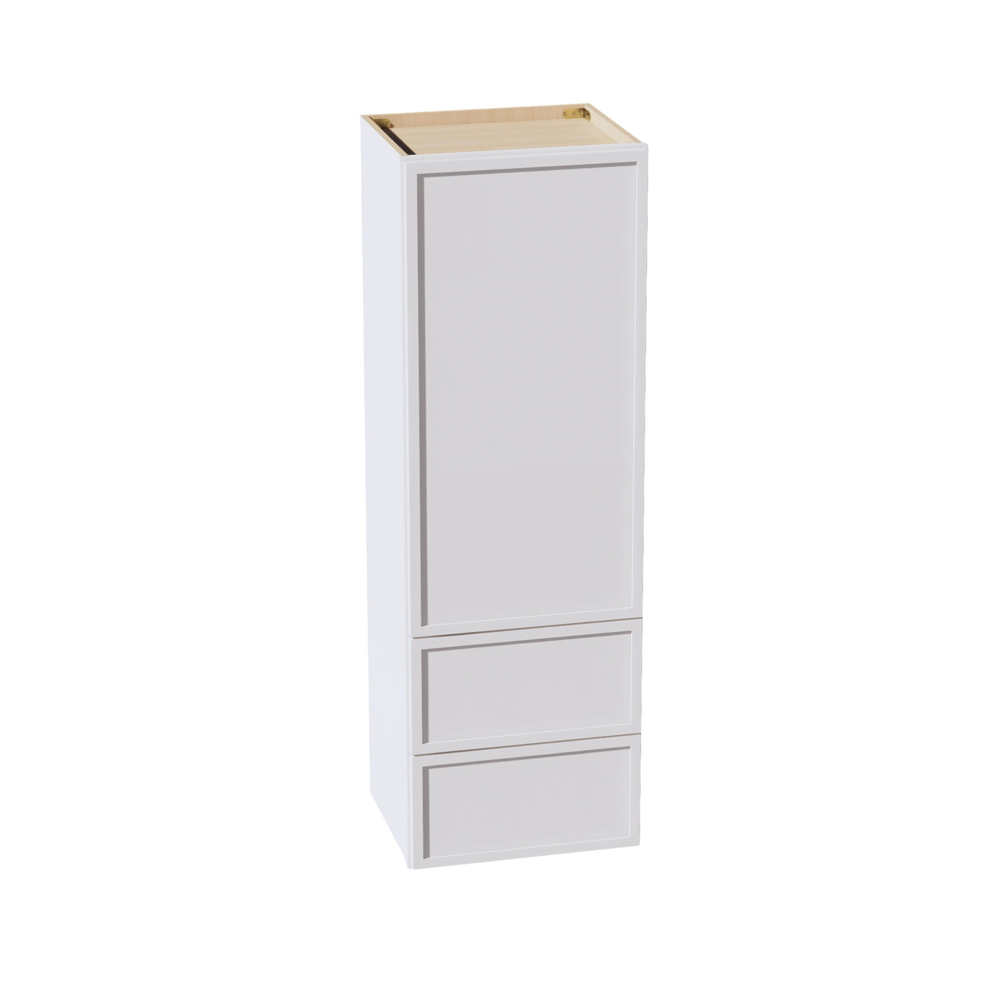 SF-WD1854: Frost White Slim Shaker 18"W x 54"H 1 Door & 2 Drawers Special Wall Cabinet