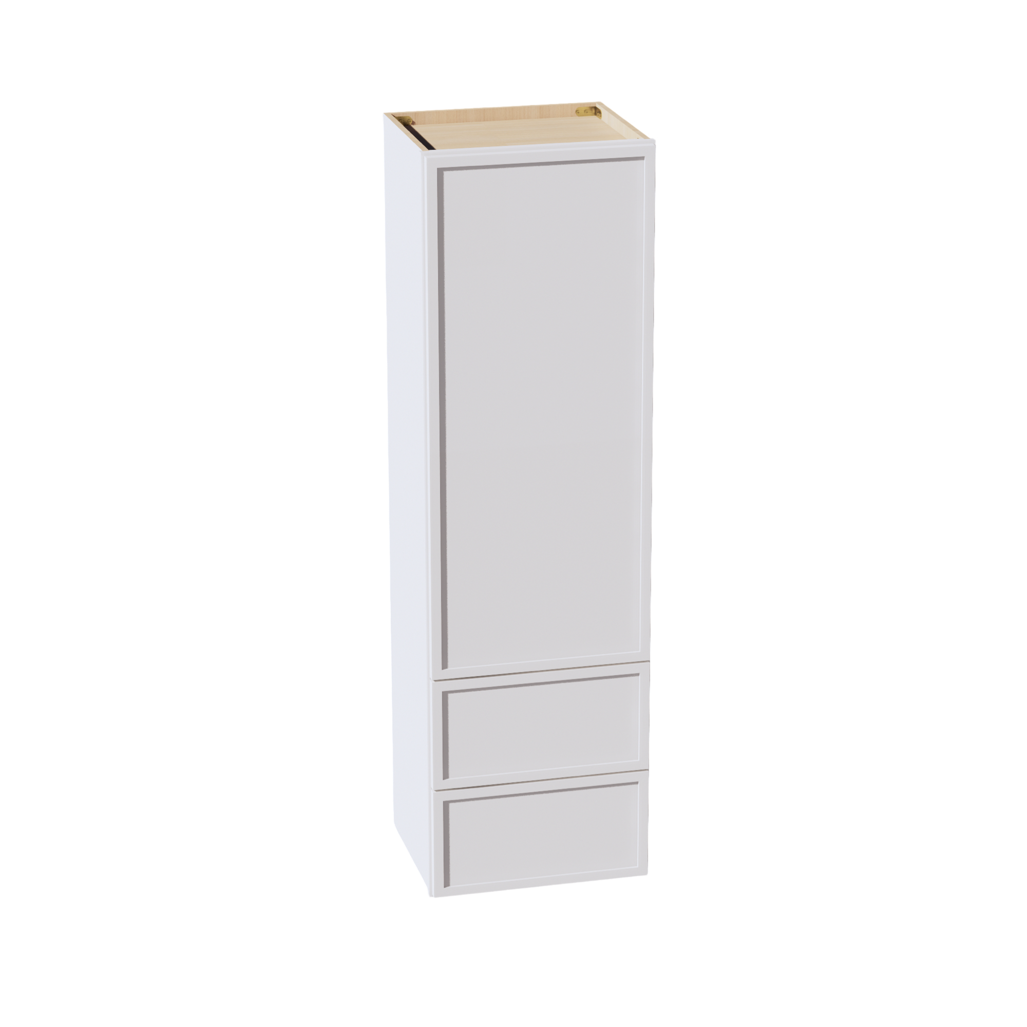 SF-WD1860: Frost White Slim Shaker 18"W x 60"H 1 Door & 2 Drawers Special Wall Cabinet
