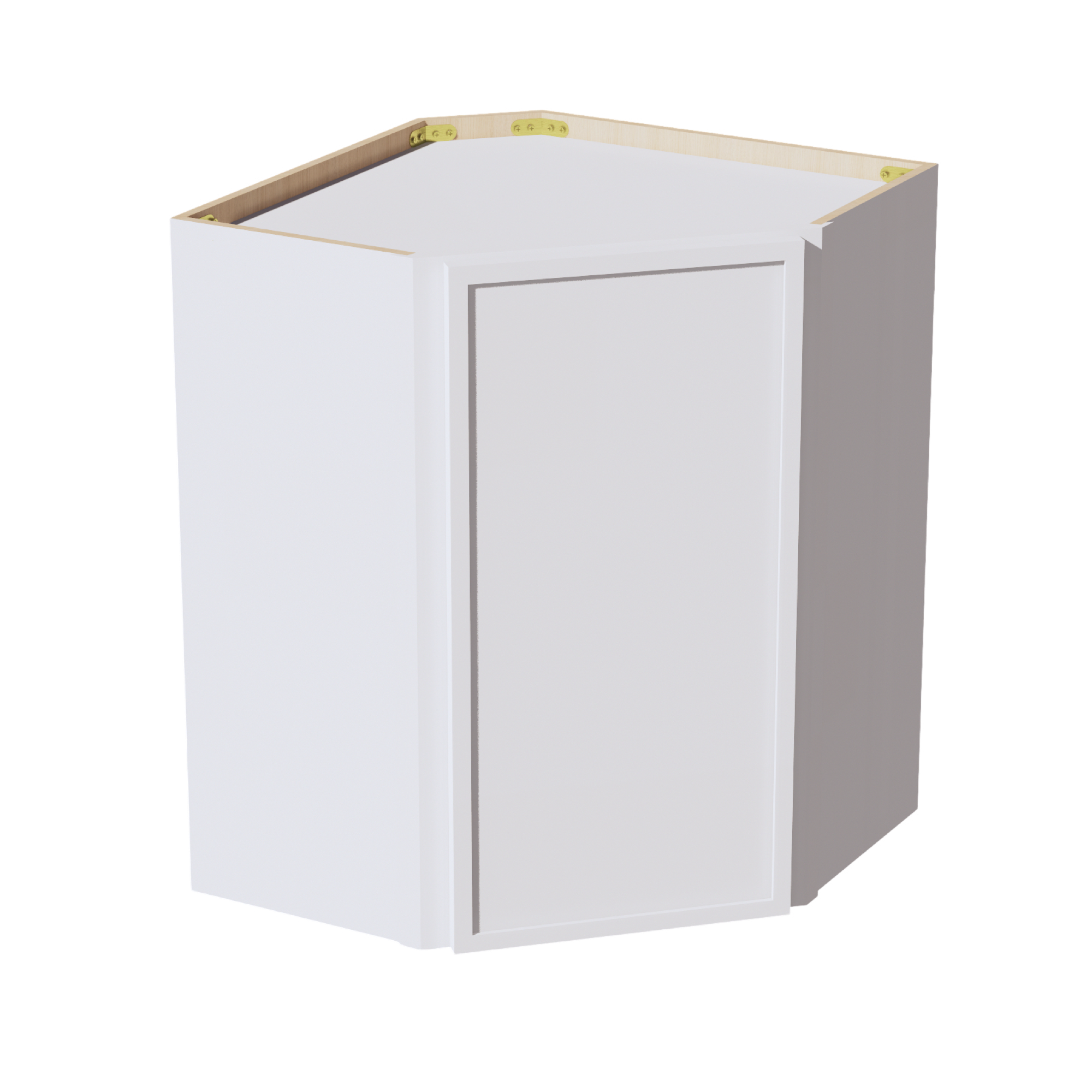 SF-WDC2430: Frost White Slim Shaker 24"W x 30"H 1 Door & 2 Shelves Diagonal Wall Corner Cabinet