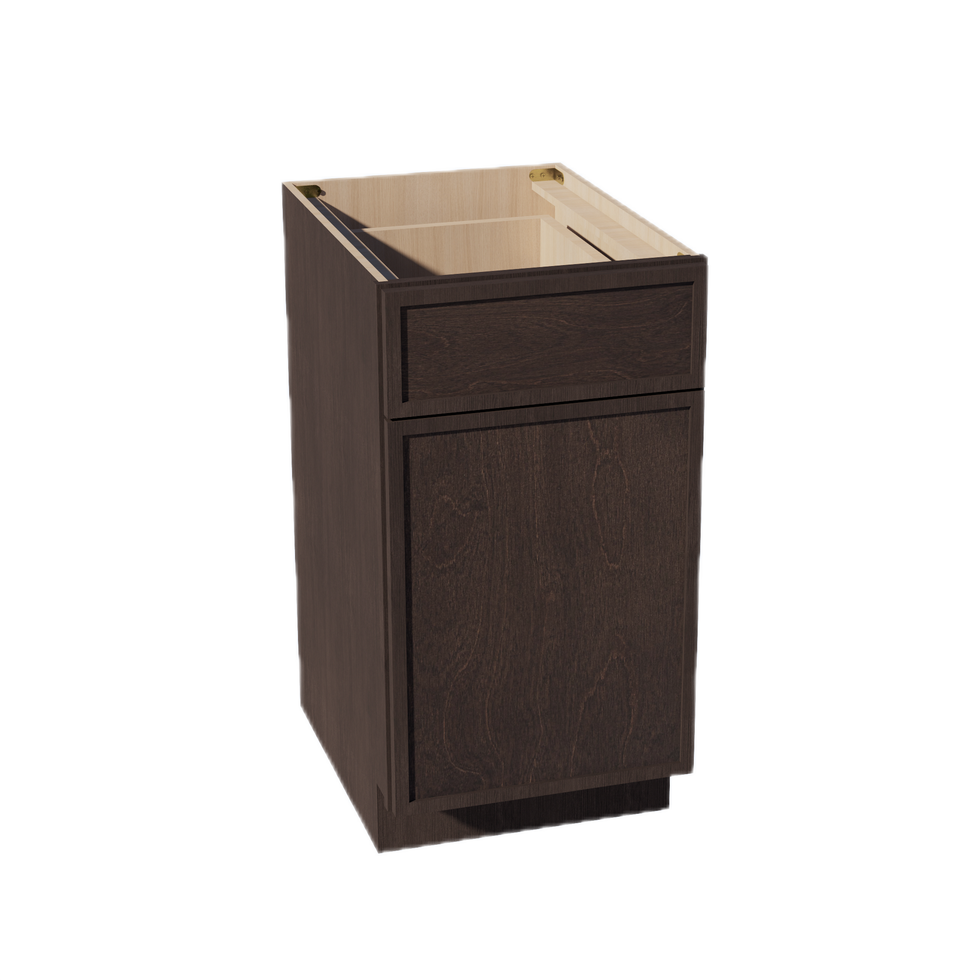SM-B18TR: Mocha Brown Slim Shaker 18" 1 Drawer Trash Pull Out Base Cabinet