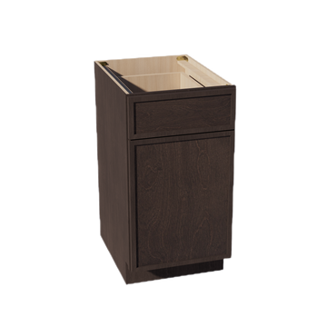 SM-B18TR: Mocha Brown Slim Shaker 18" 1 Drawer Trash Pull Out Base Cabinet