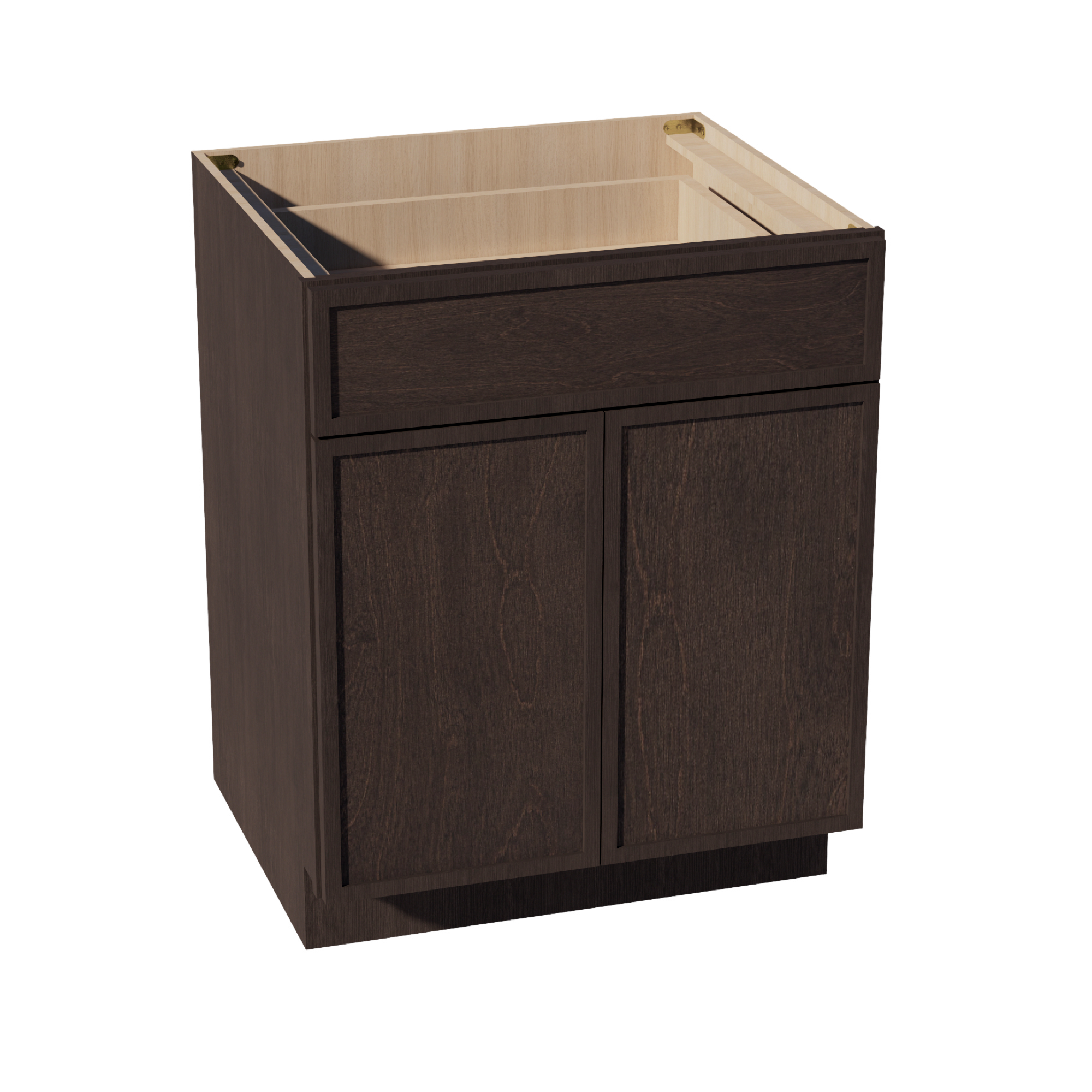 SM-B27: Mocha Brown Slim Shaker 27" 1 Drawer 2 Doors Standard Base Cabinet