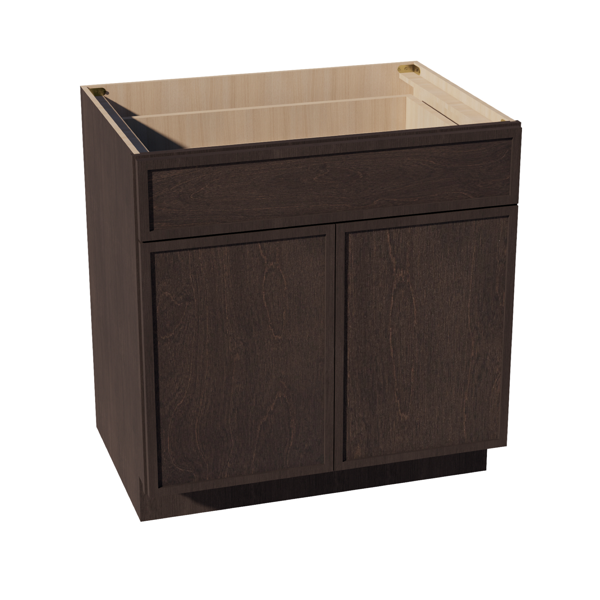 SM-B33: Mocha Brown Slim Shaker 33" 1 Drawer 2 Doors Standard Base Cabinet