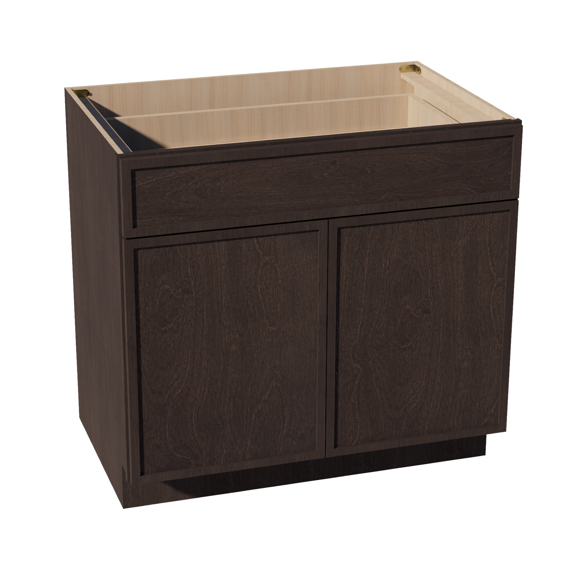 SM-B36: Mocha Brown Slim Shaker 36" 1 Drawer 2 Doors Standard Base Cabinet