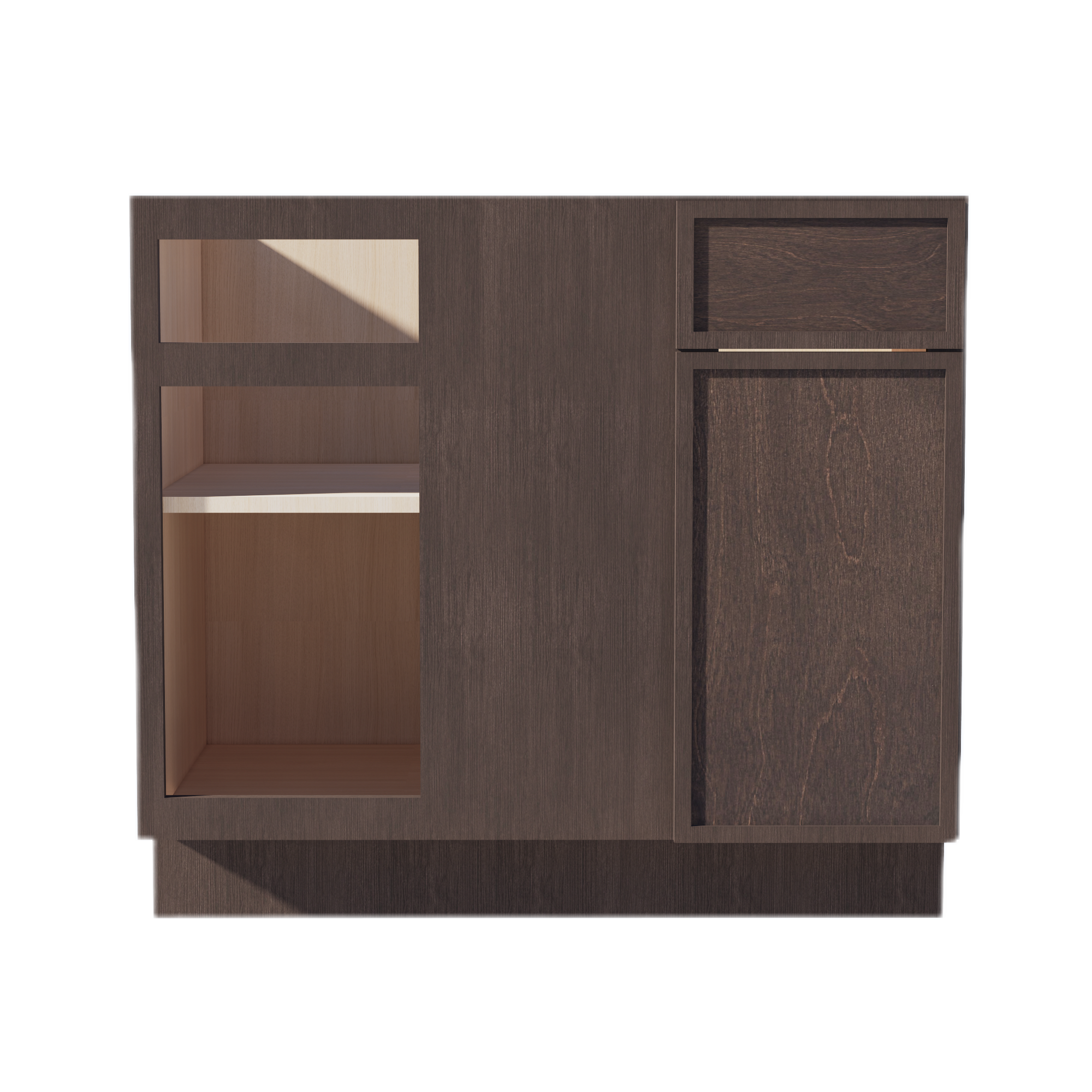 SM-BBC39/42: Mocha Brown Slim Shaker 39" 1 Door - 1 Drawer Blind Corner Base Cabinet