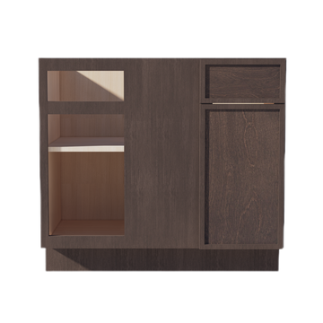SM-BBC39/42: Mocha Brown Slim Shaker 39" 1 Door - 1 Drawer Blind Corner Base Cabinet