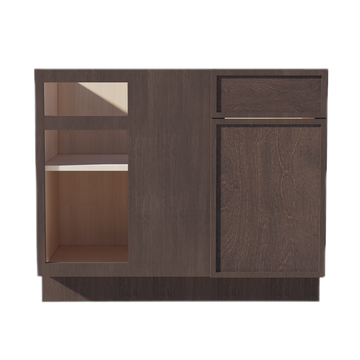 SM-BBC42/45: Mocha Brown Slim Shaker 42" 1 Door - 1 Drawer Blind Corner Base Cabinets