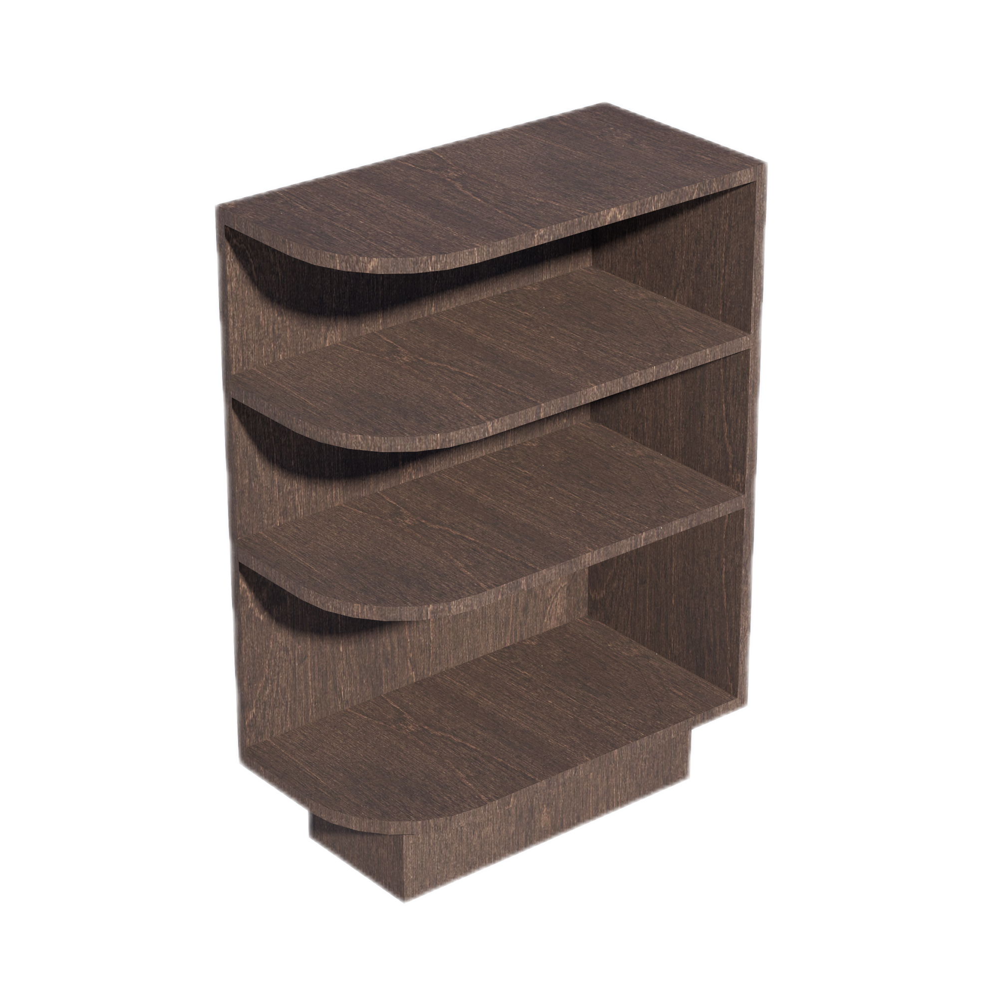 SM-BES12R: Mocha Brown Slim Shaker 12" 4 Shelves End Shelf Corner Base Cabinets (Right Open)